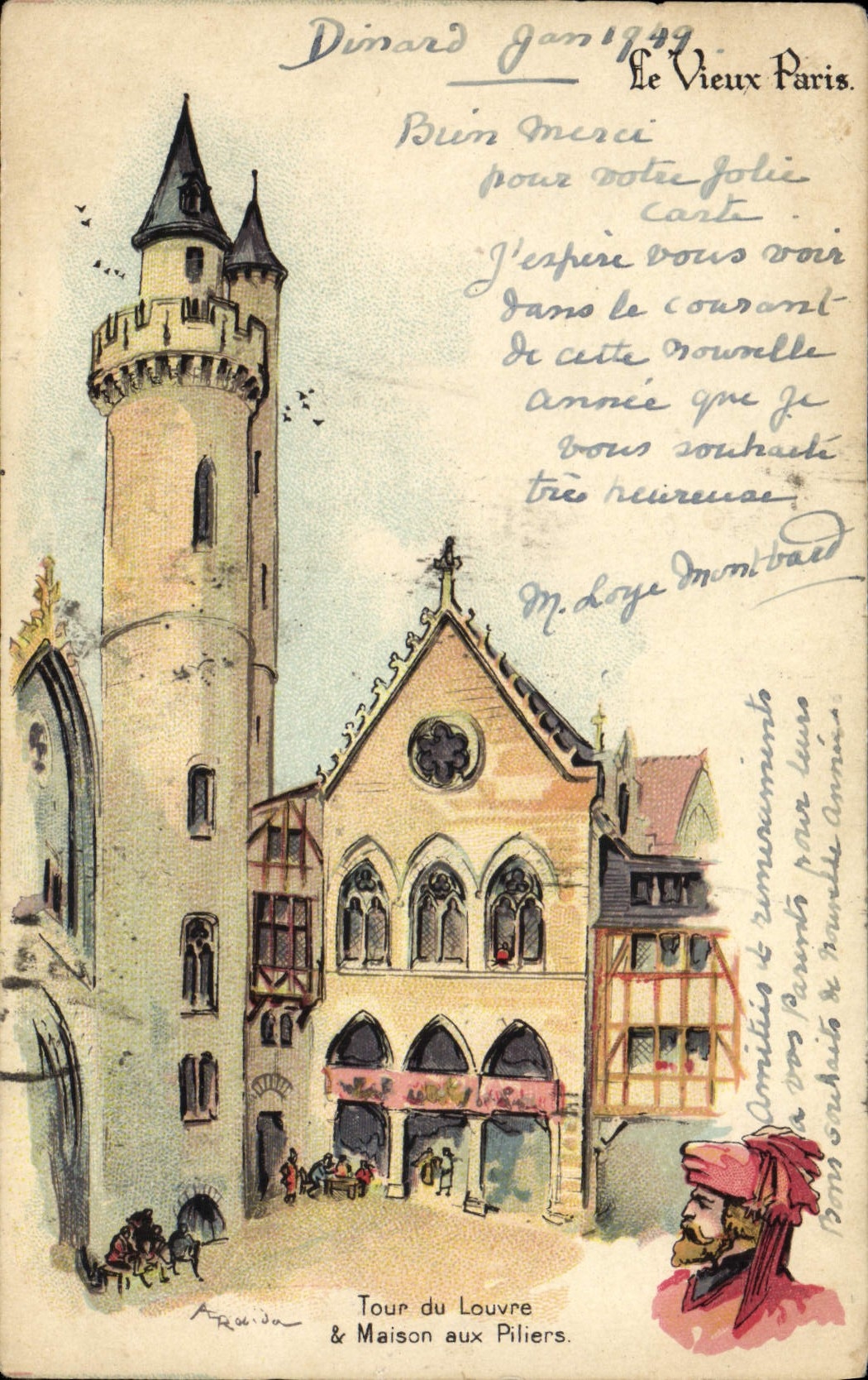 CPA Le Vieux Paris Au Bon Marche Tour du Louvre et maison aux piliers