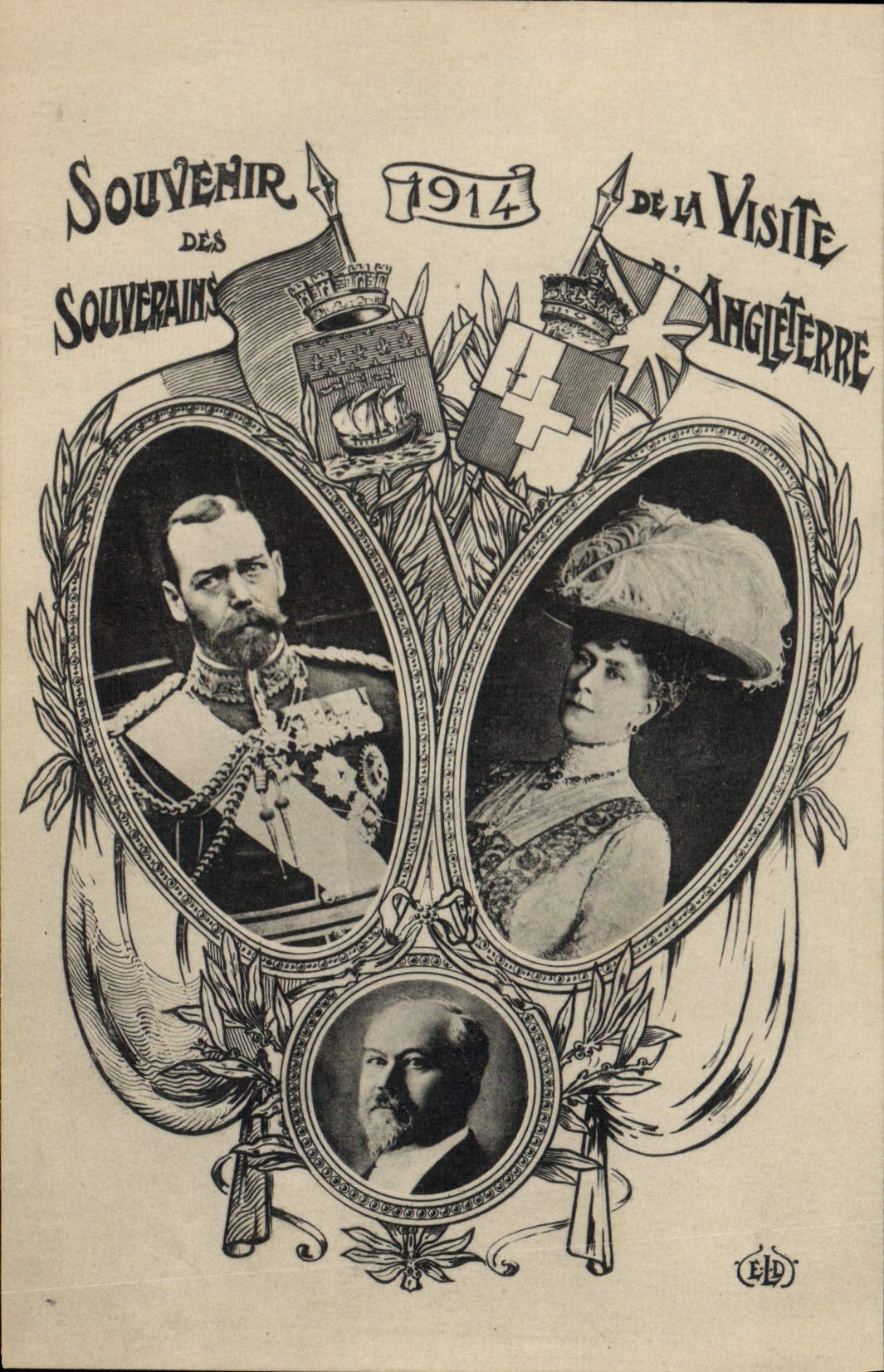 CPA Souvenir de la visite des souverains d'Angleterre 1914