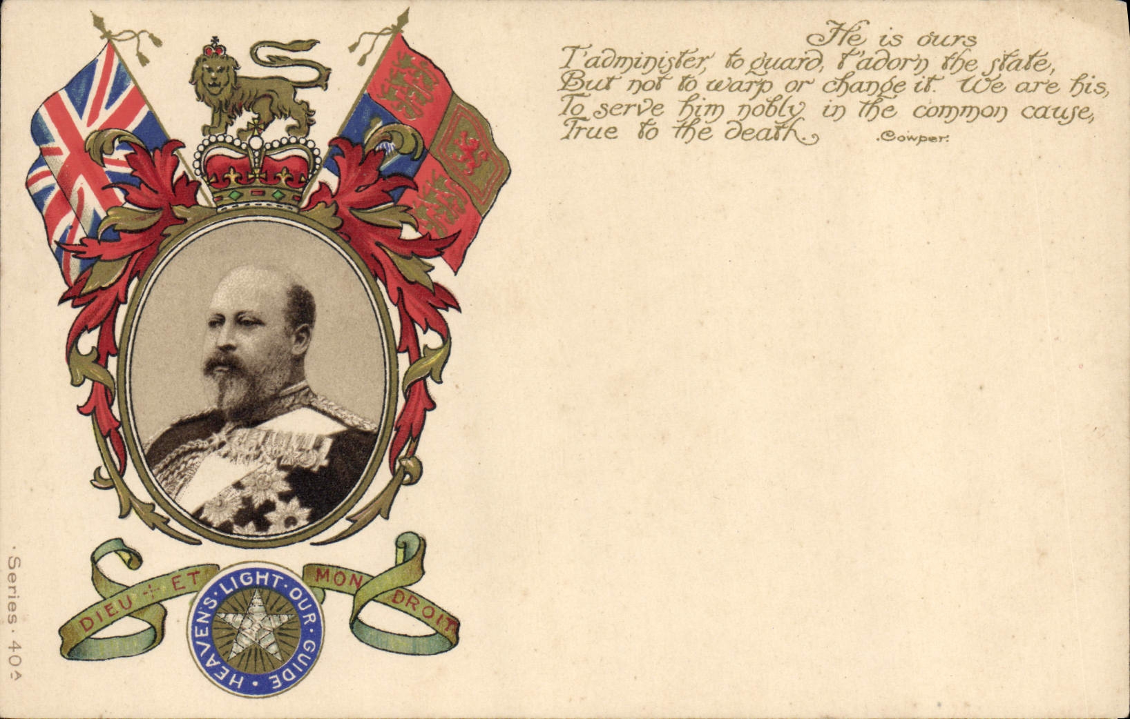 VINTAGE POSTCARD God is my right Lion