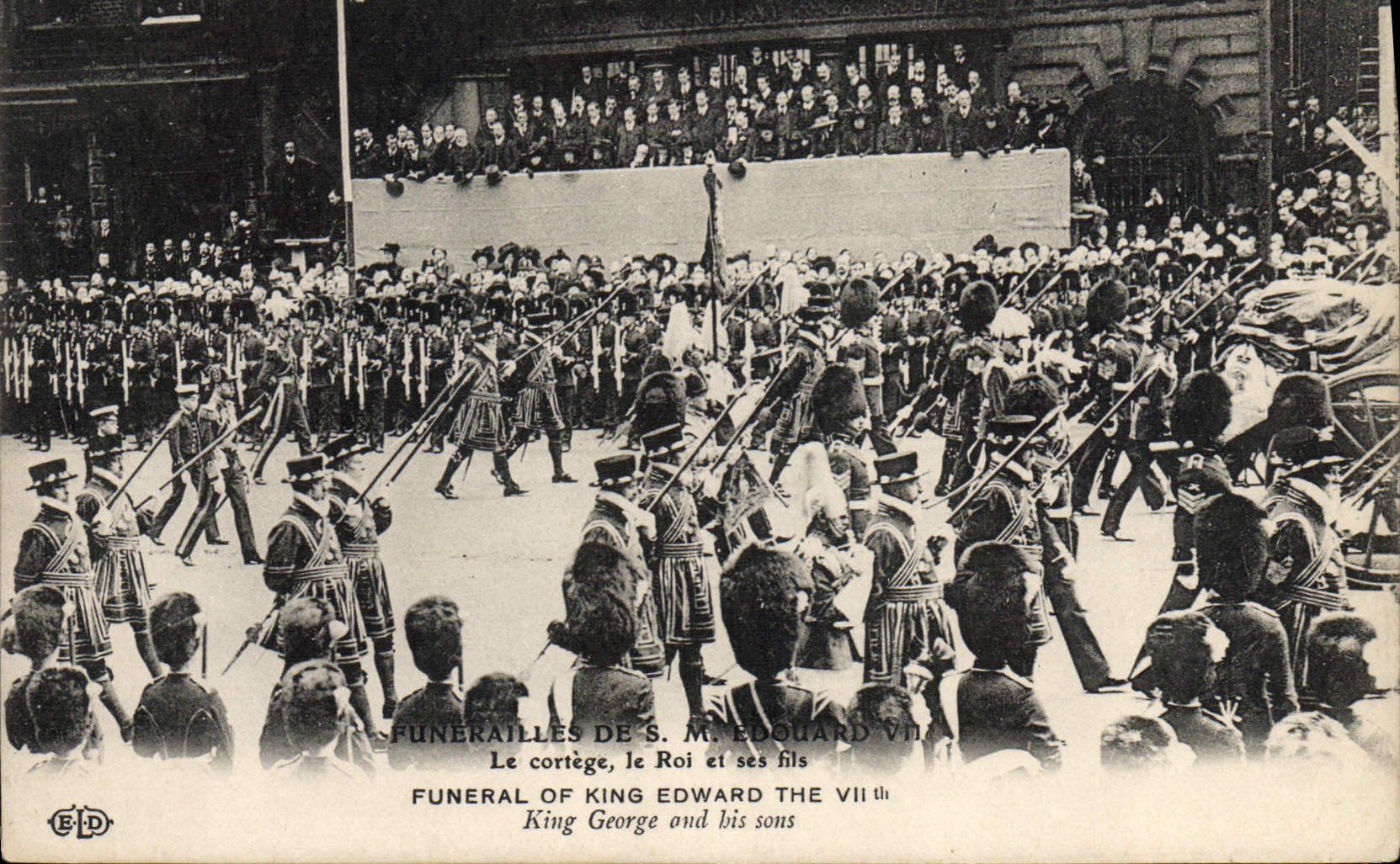 VINTAGE POSTCARD SM Funeral Edouard VII the procession the king and his son