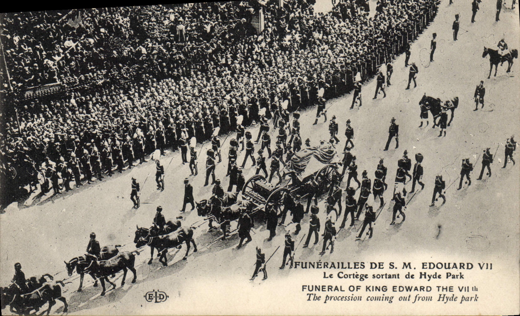 CPA Funerailles de SM Edouard VII Le cortege sortant de Hyde Park London Londres