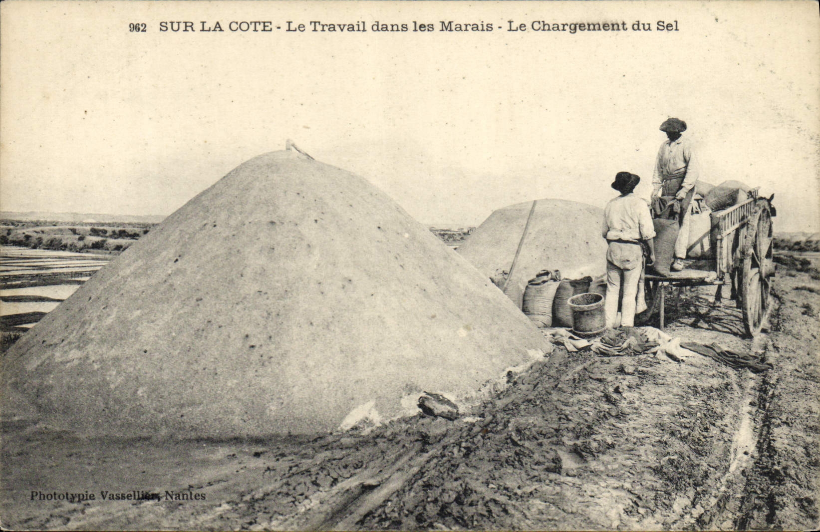 CPA Folklore Marais Salants Sur la Cote Le travail dans les marais Le chargement du sel