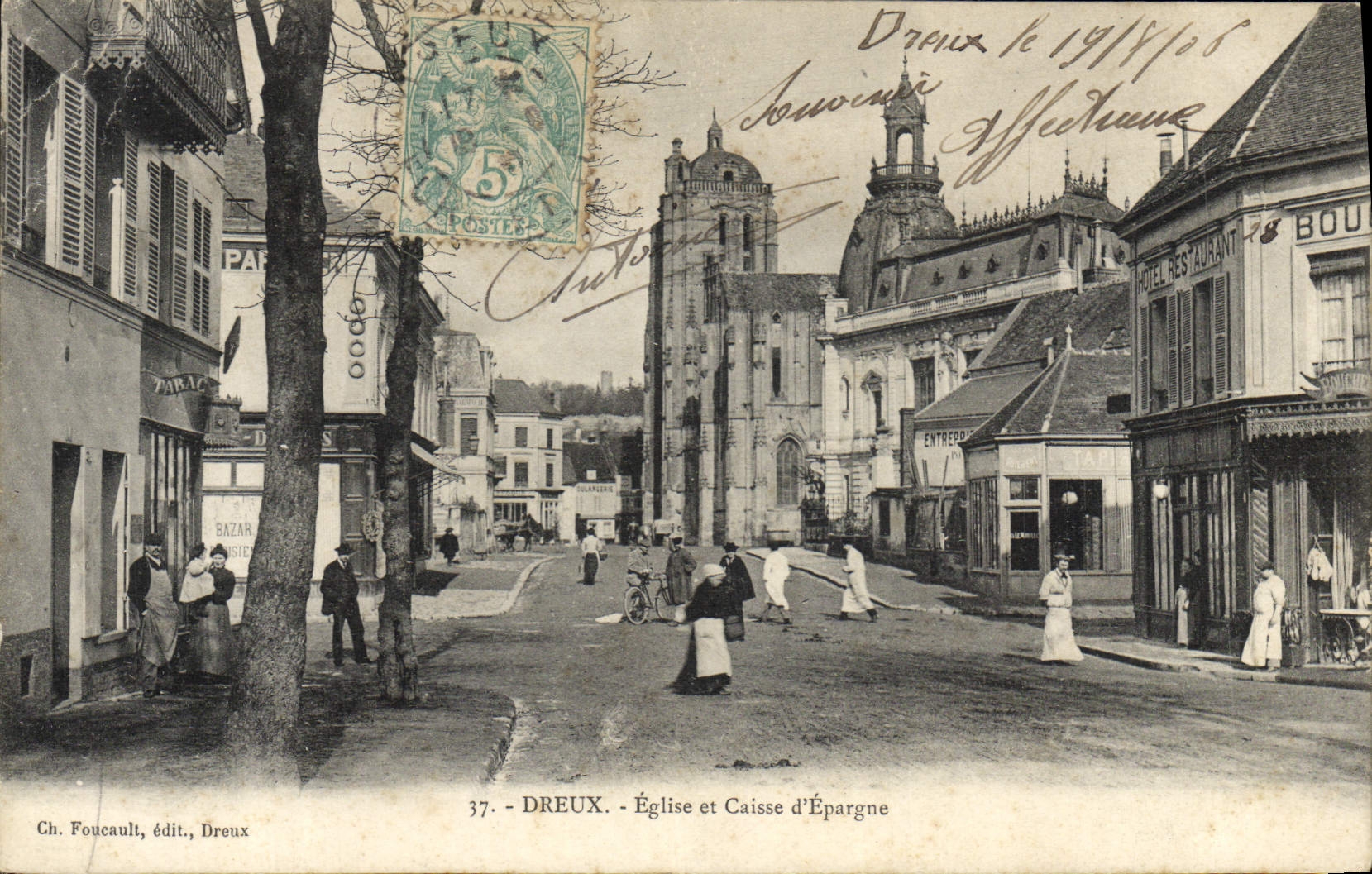 VINTAGE POSTCARD Bank Dreux Church and Savings bank