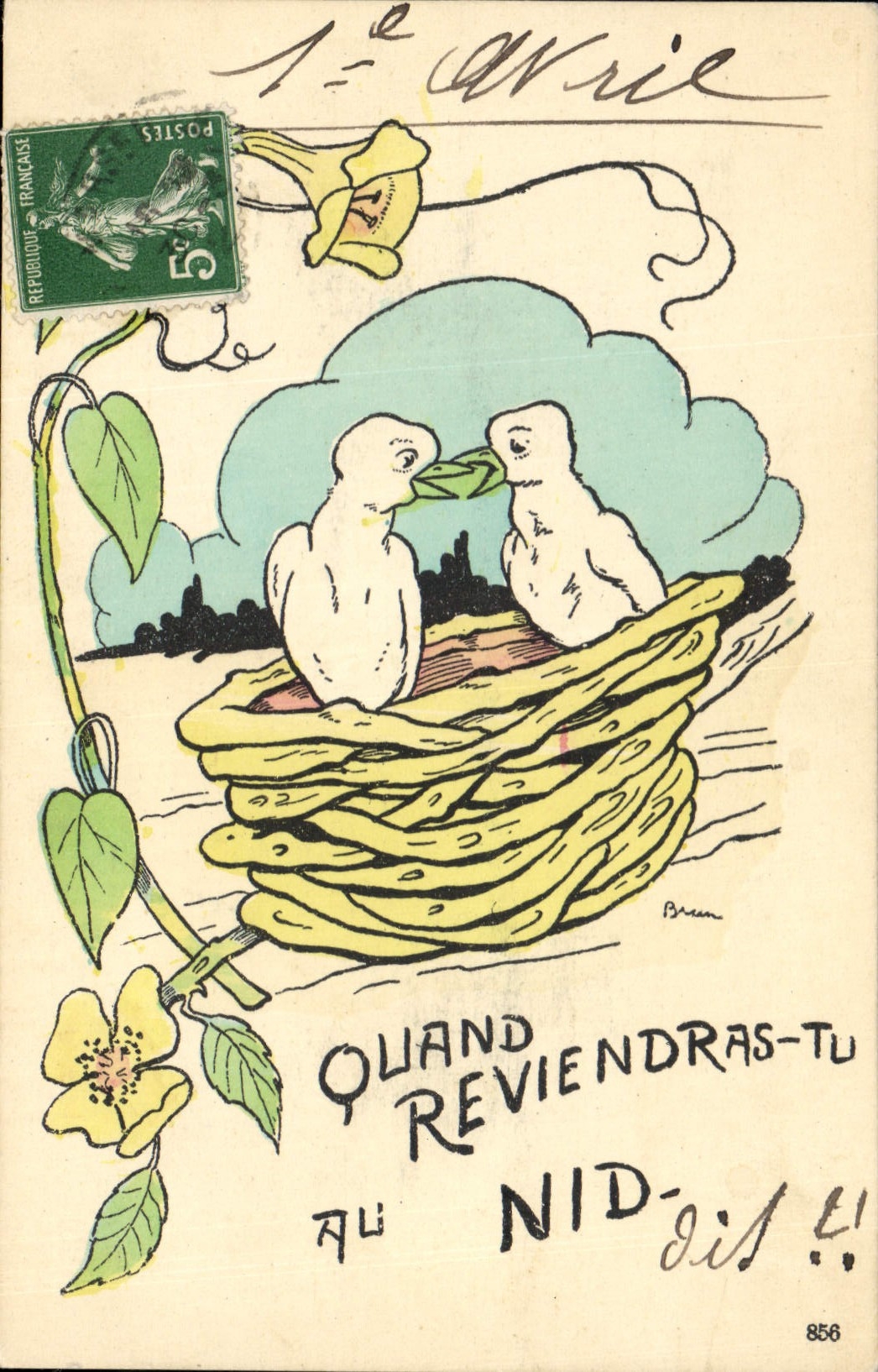 VINTAGE POSTCARD Fantasy Illustrator Repace Birds