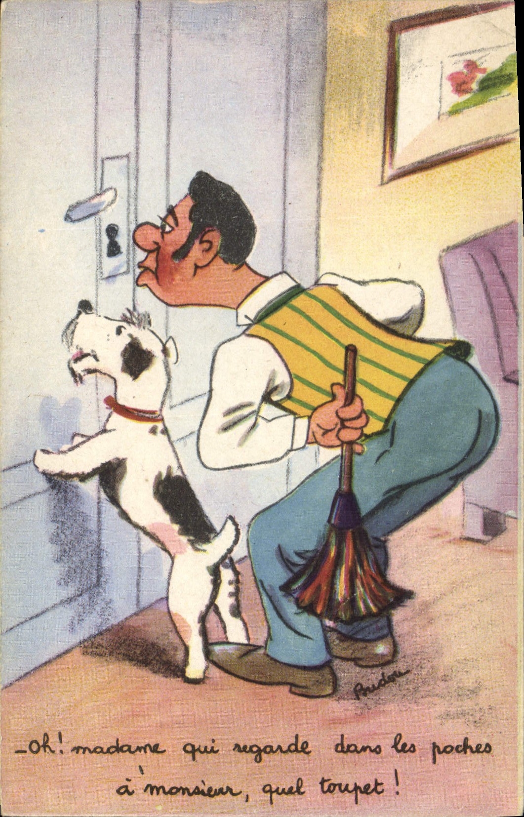 VINTAGE POSTCARD Fantasy Domestic Illustrator Dog