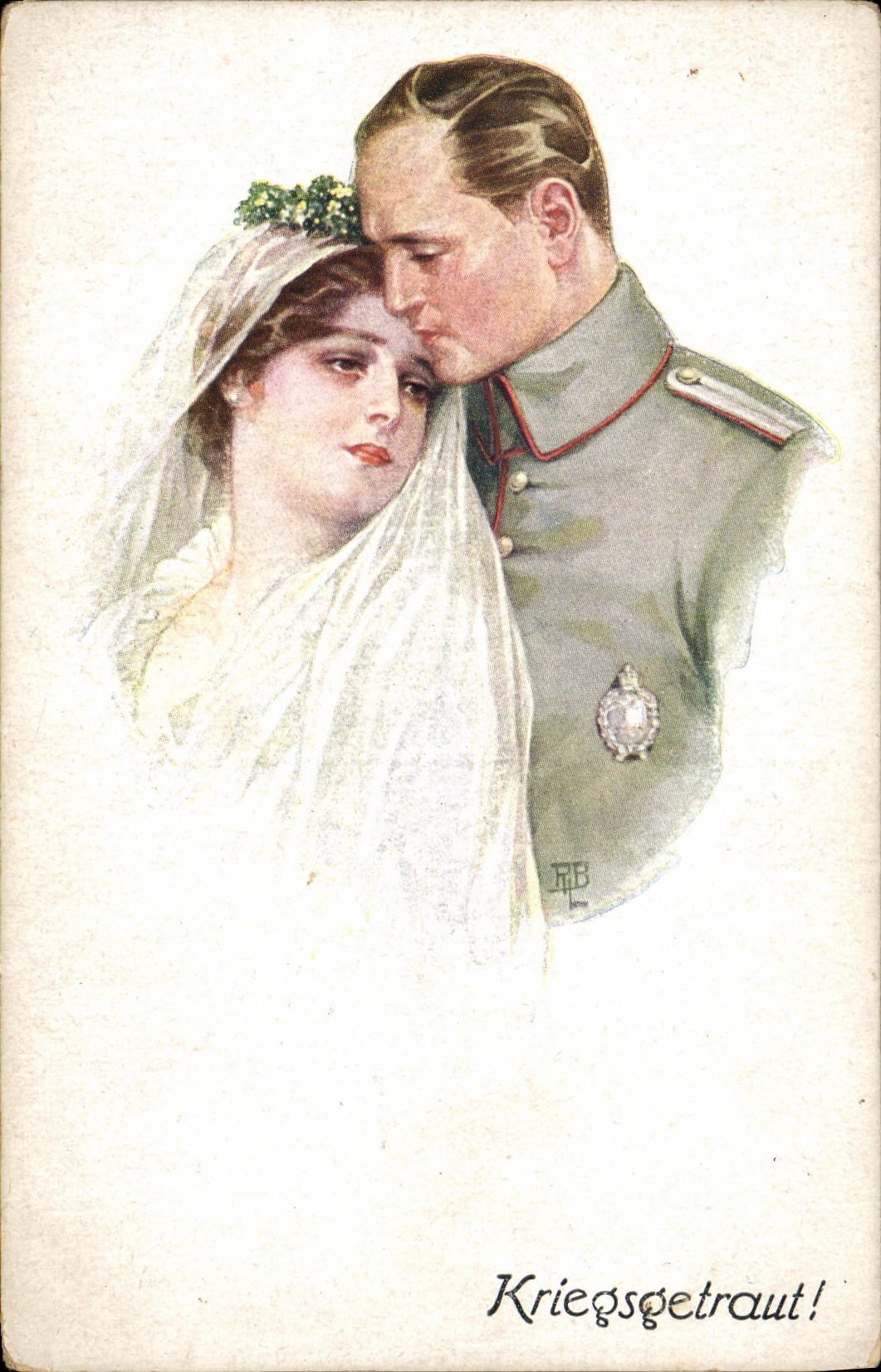 VINTAGE POSTCARD Fantasy Illustrator Marriage Militaria Soldier