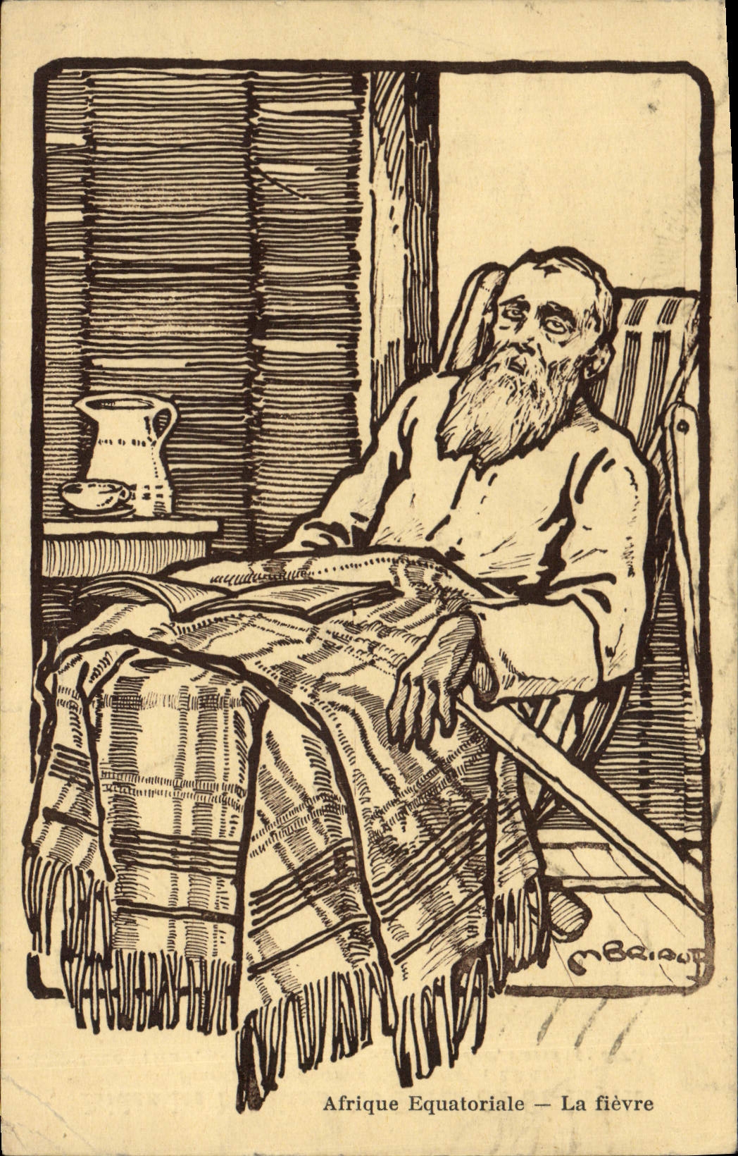 Ilustrador ecuatorial de África de la fantasía de la POSTAL de la VENDIMIA la fiebre