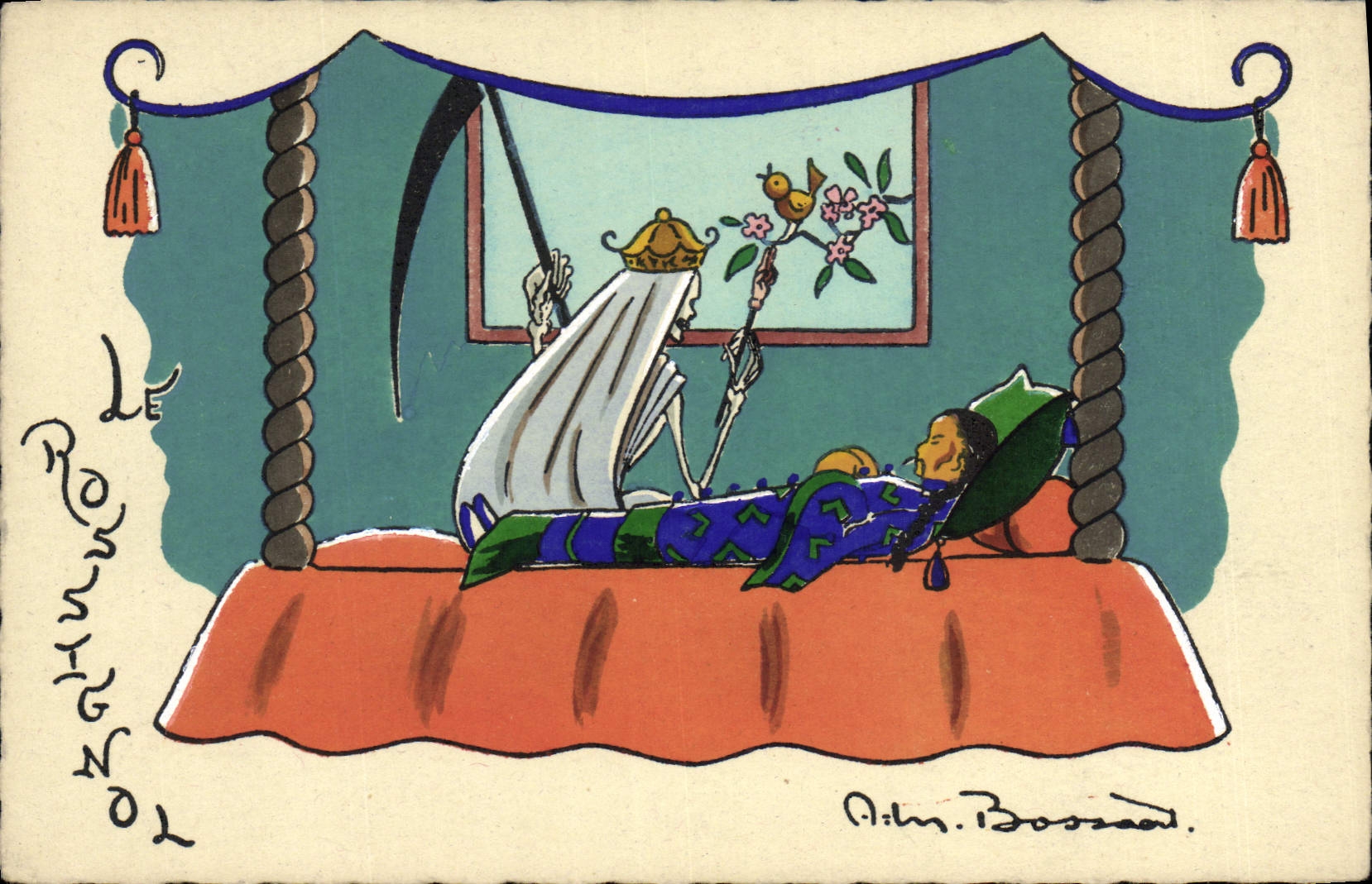 VINTAGE POSTCARD Fantasy Illustrator the nightingale