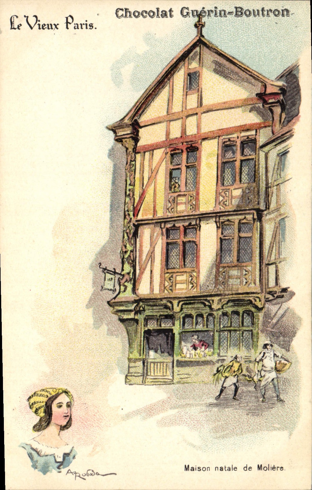 CPA Le Vieux Paris Chocolat Guerin Boutron Rue du Maroc Maison natale de Moliere