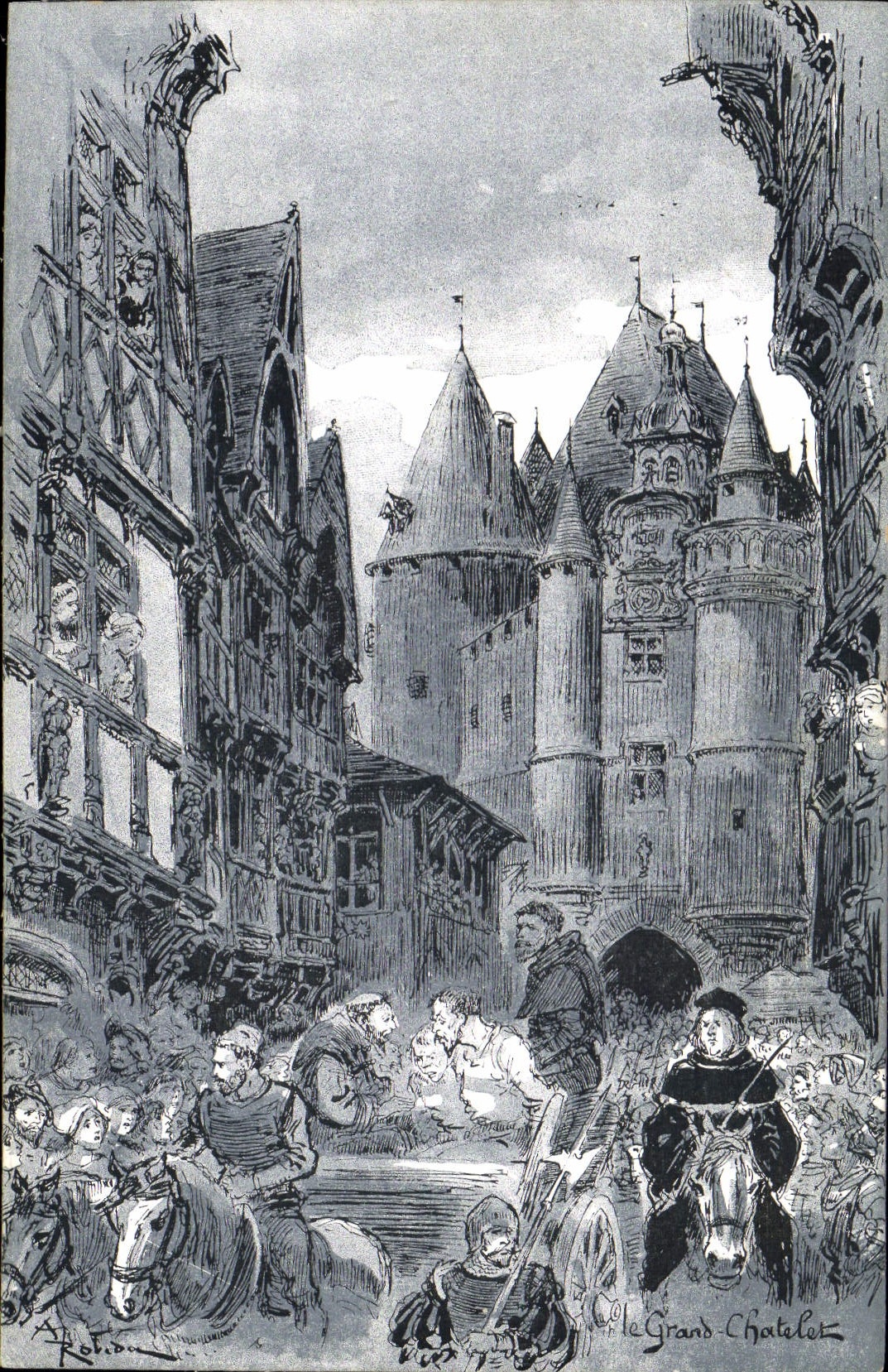 VINTAGE POSTCARD the Paris Old man large the chatelet