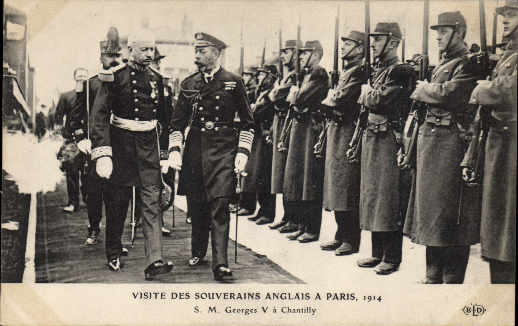 VINTAGE POSTCARD Visite of the English sovereigns has Paris 1914 SM Georges V has Chantilly