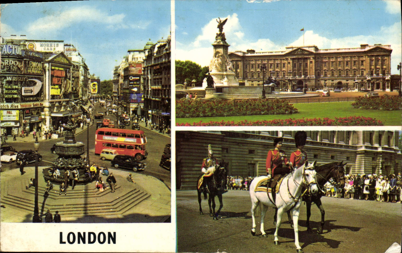 MODERN CARD London Piccadilly Circus Buckingham Palace HM the Queen and HRH Prince Philip