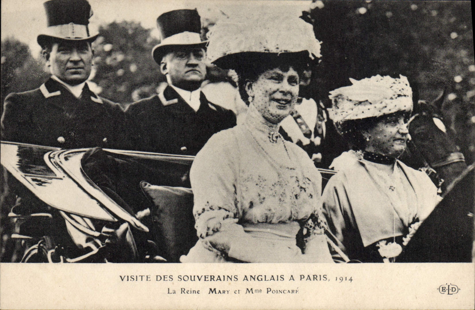 VINTAGE POSTCARD Visite of the English sovereigns has Paris 1914 the Mary queen and Mrs. Poincare