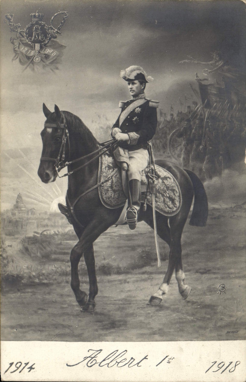 VINTAGE POSTCARD Albert 1st has horse