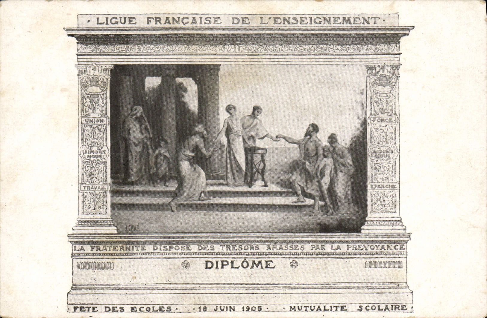 CPA Ligue francaise de l'enseignement Diplome Fete des Ecoles 16 juin 1905 Mutualite scolaire