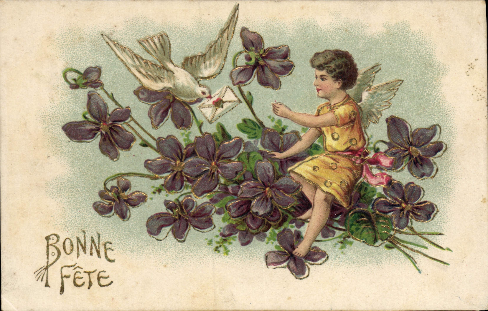 CPA Fantaisie Ange Anges Colombe
