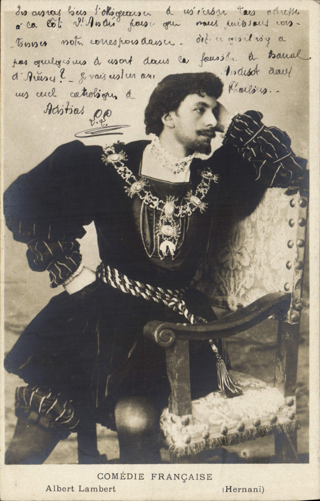 VINTAGE POSTCARD Theater French Comedy Albert Lambert Hernani Victor Hugo