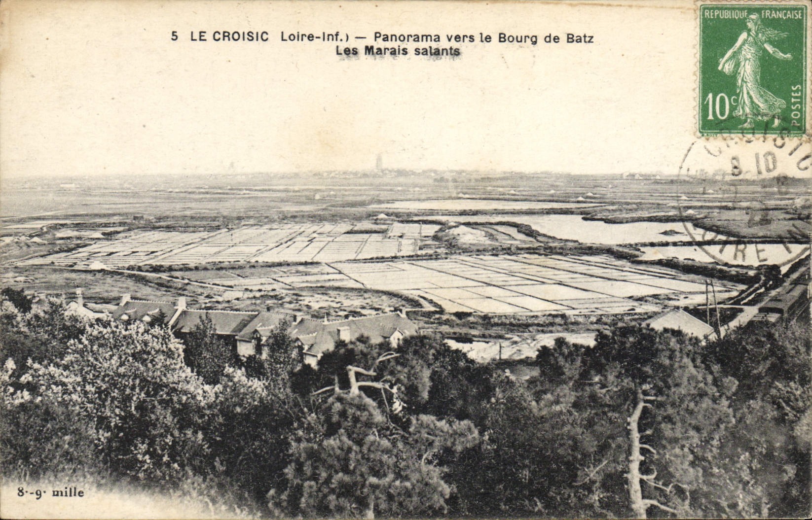 CPA Folklore Marais salants Le Croisic Panorama vers le Bourg de Batz