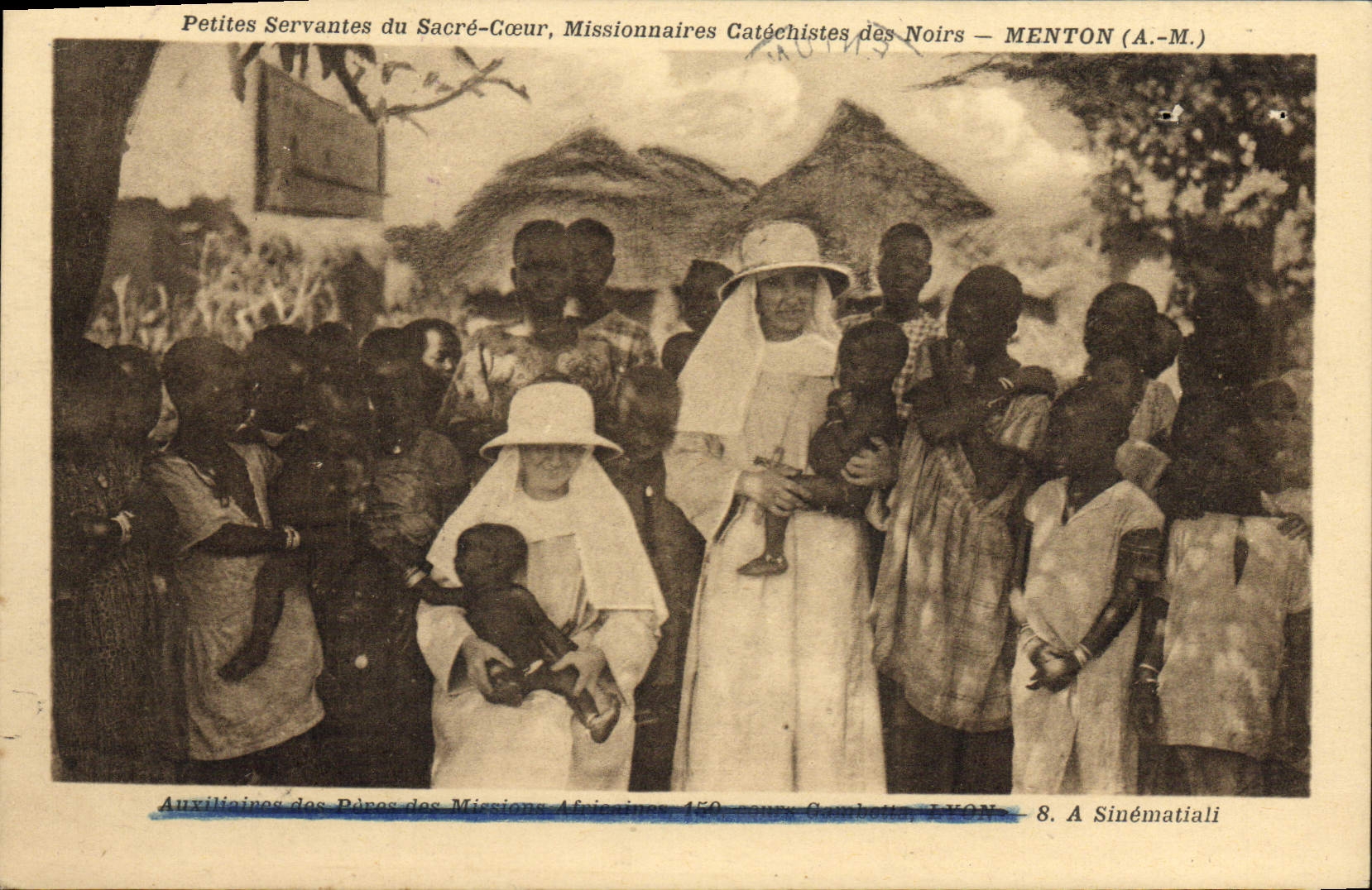 VINTAGE POSTCARD Small maidservants of the Sacring Heart Missionaries catechists of the blacks Menton