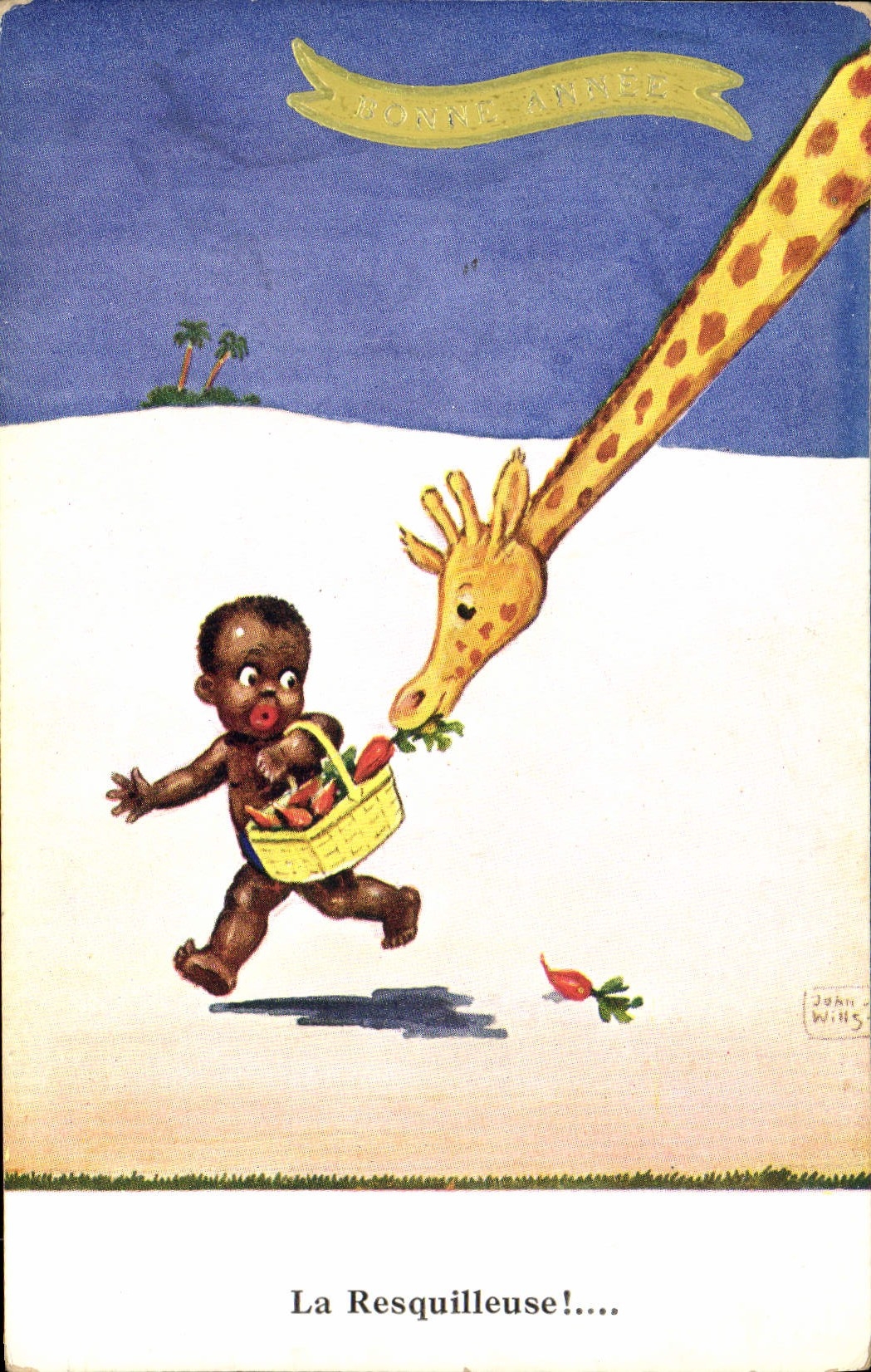 VINTAGE POSTCARD Negro Giraffe the resquilleuse one