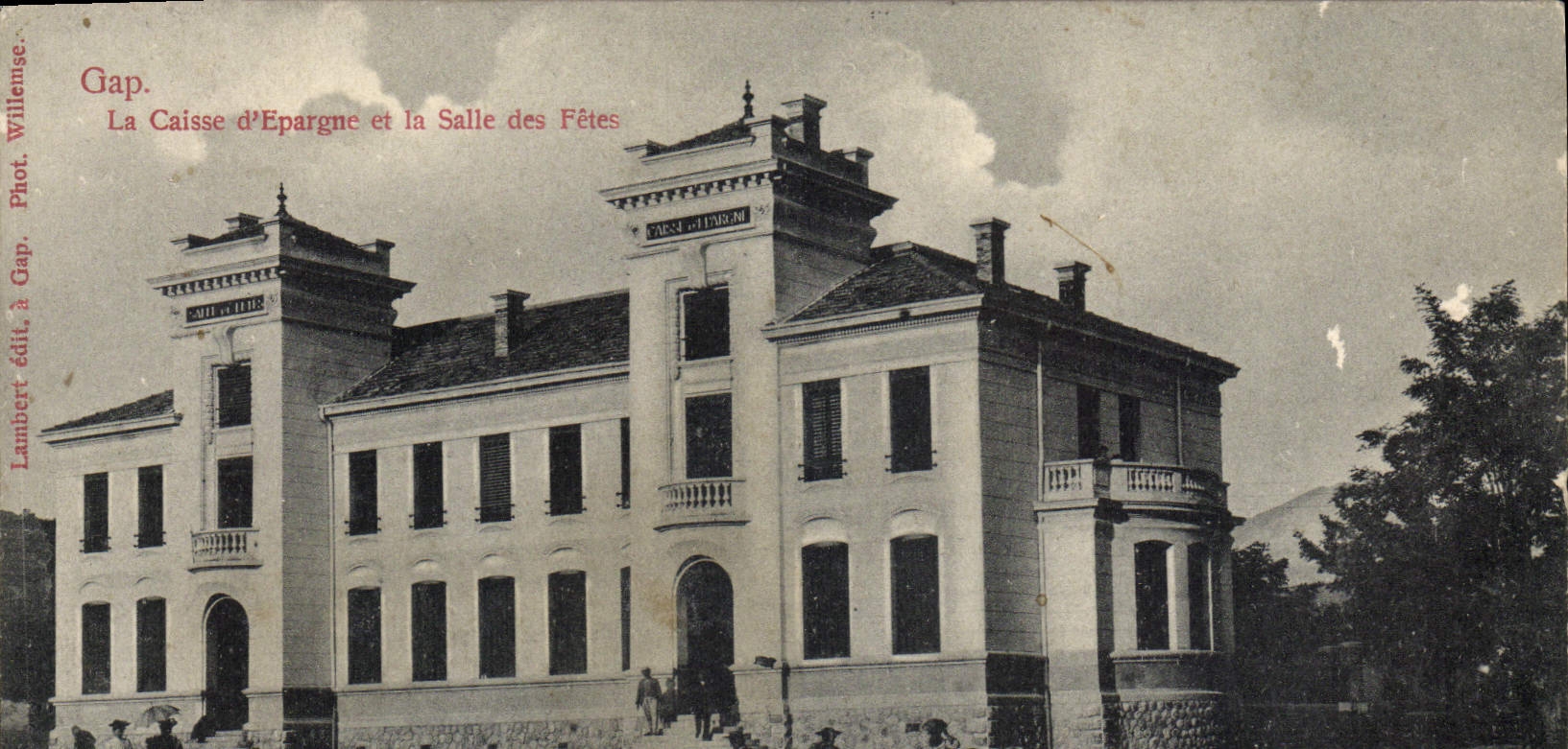 VINTAGE POSTCARD Gap Bank the Savings bank and the village hall