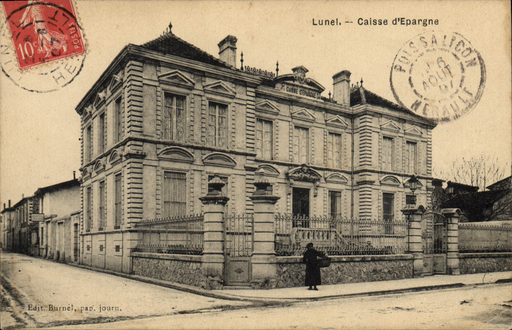 VINTAGE POSTCARD Bank Savings bank Lunel