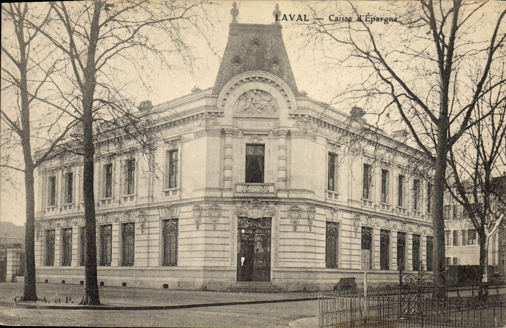 VINTAGE POSTCARD Bank Savings bank Laval