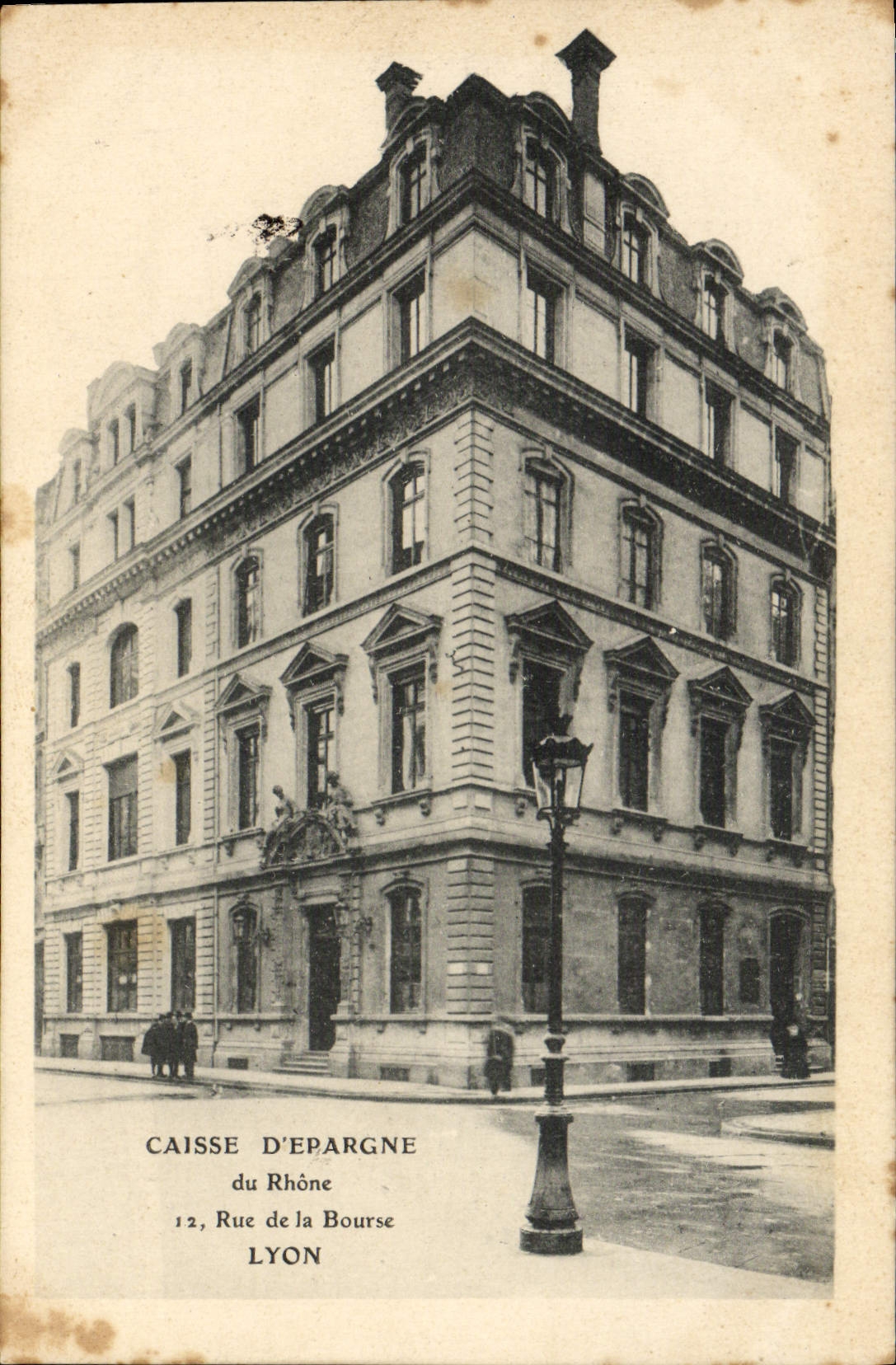Banco de ahorros del banco de la POSTAL de la VENDIMIA de la calle de Rhone de la bolsa de acción de Lyon
