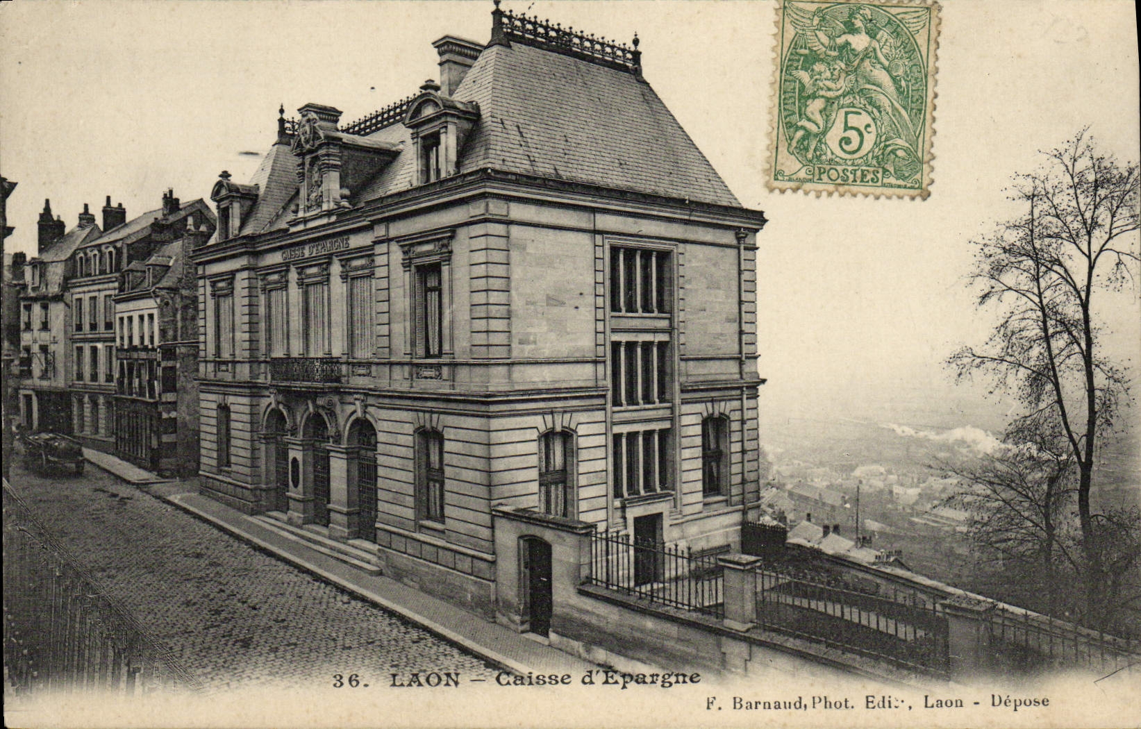 VINTAGE POSTCARD Bank Savings bank Laon