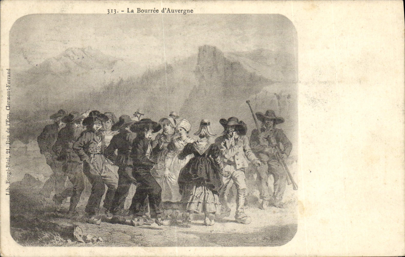 VINTAGE POSTCARD Folklore The bourree Auvergne