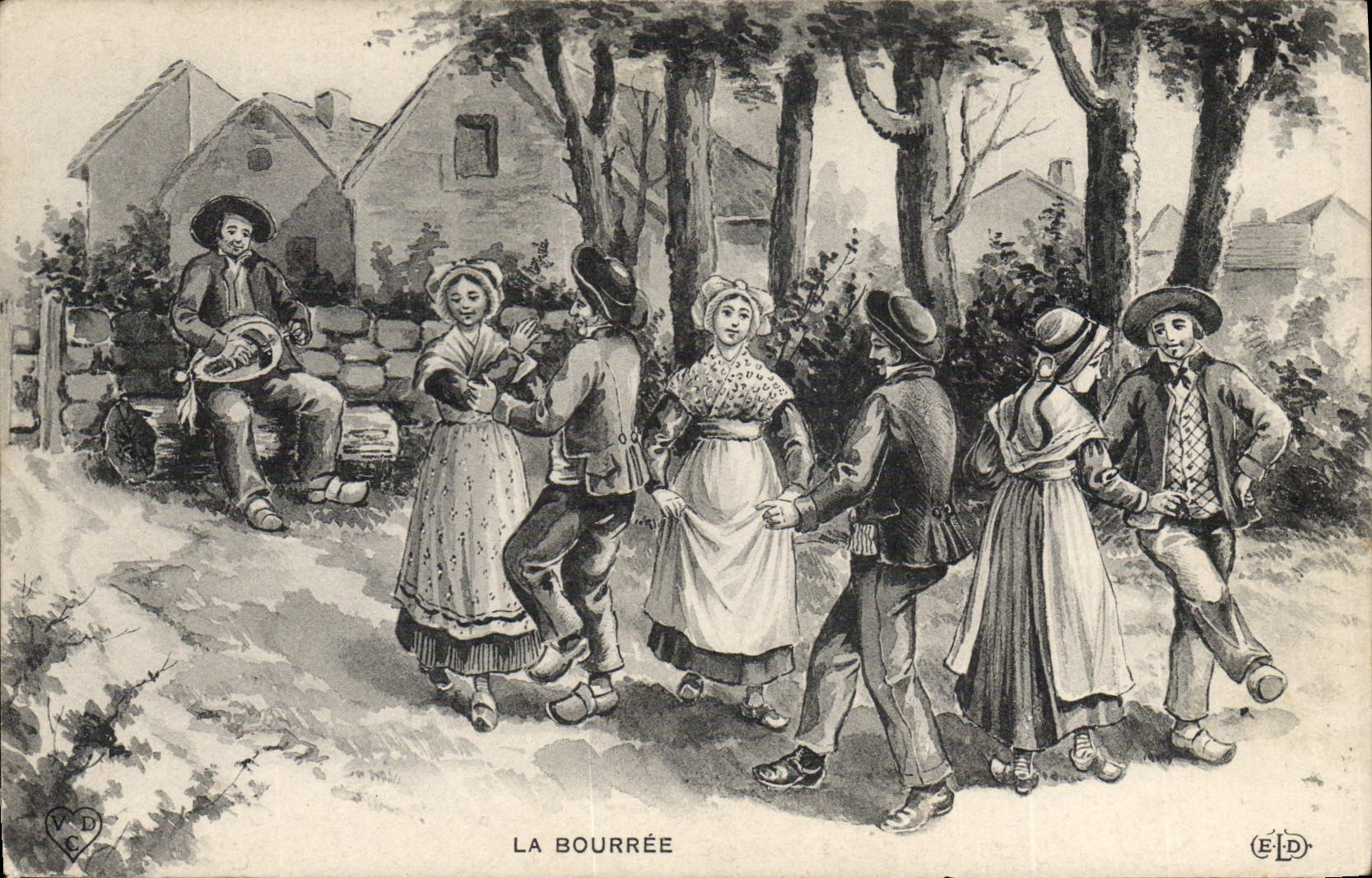 CPA Folklore La Bourree Auvergne 