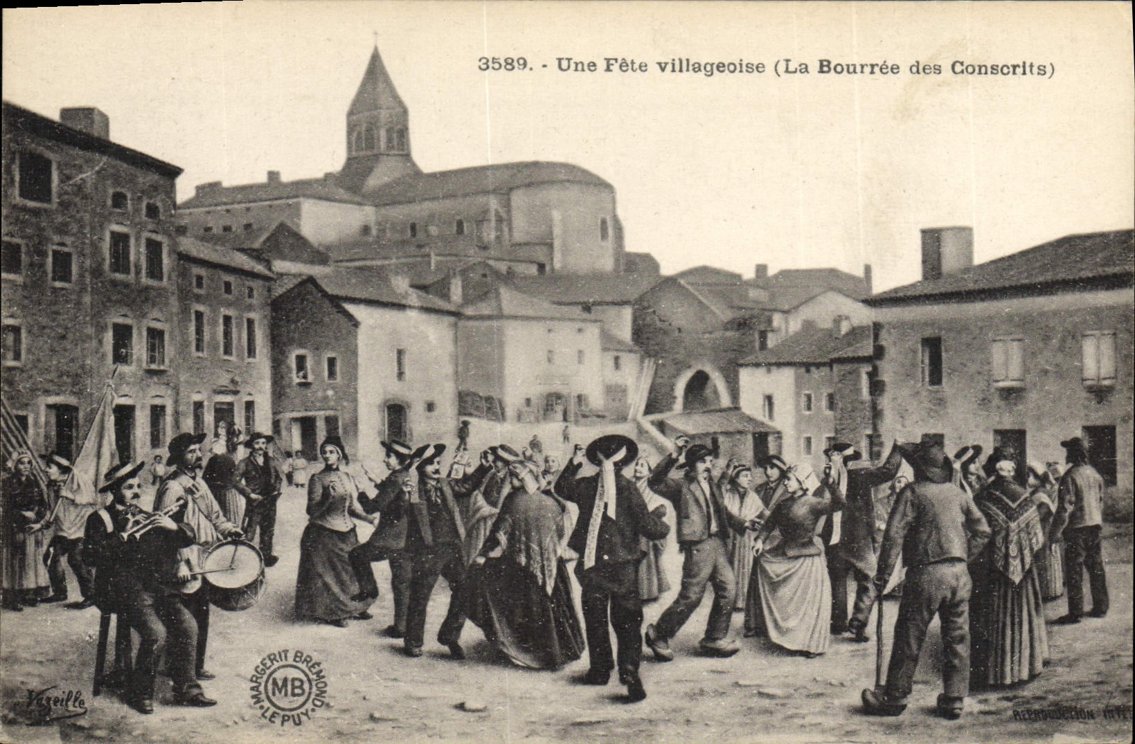 CPA Folklore Une fete villageoise La bourree des conscrits 