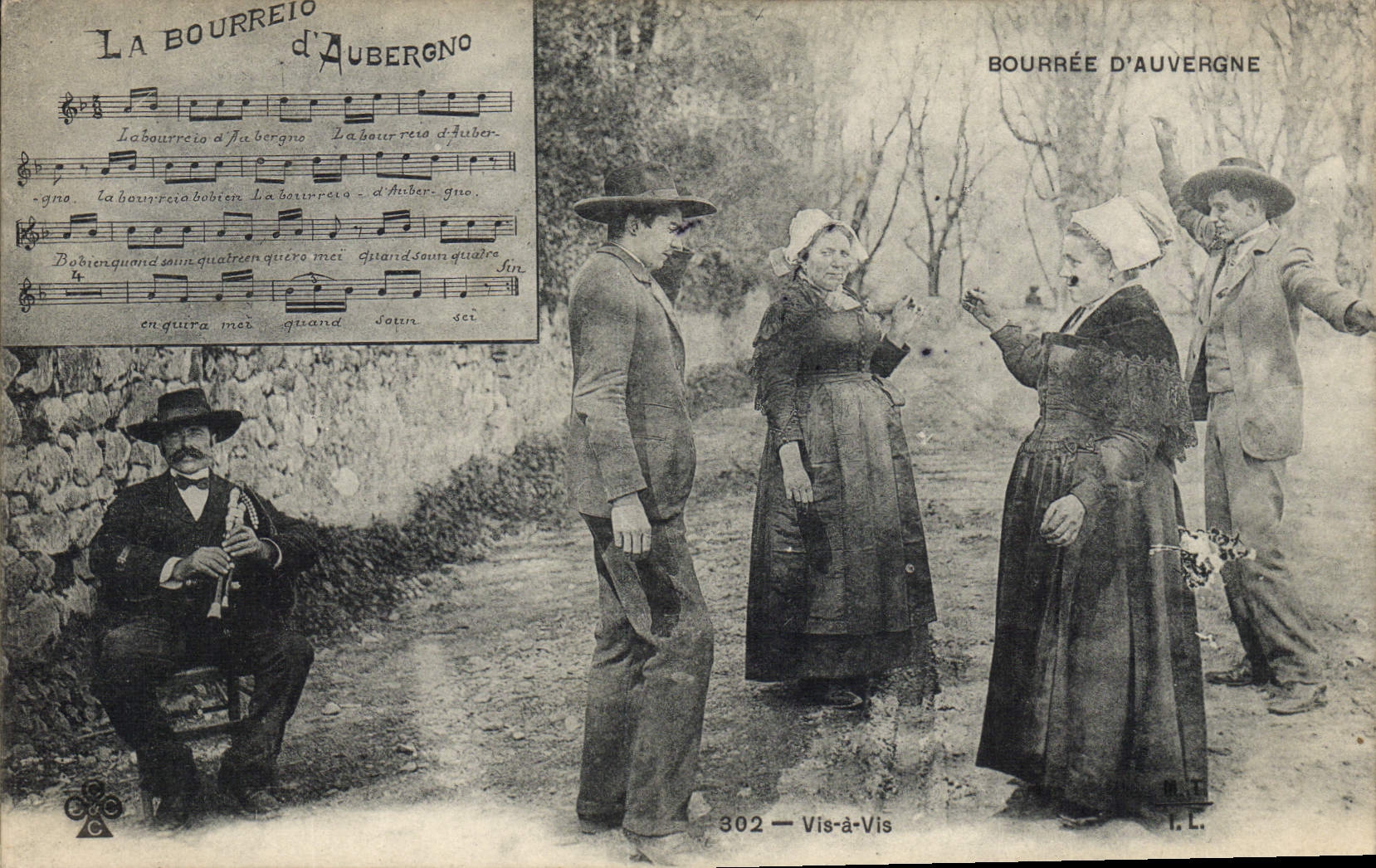 CPA Folklore La Bourree Auvergne Vis a vis