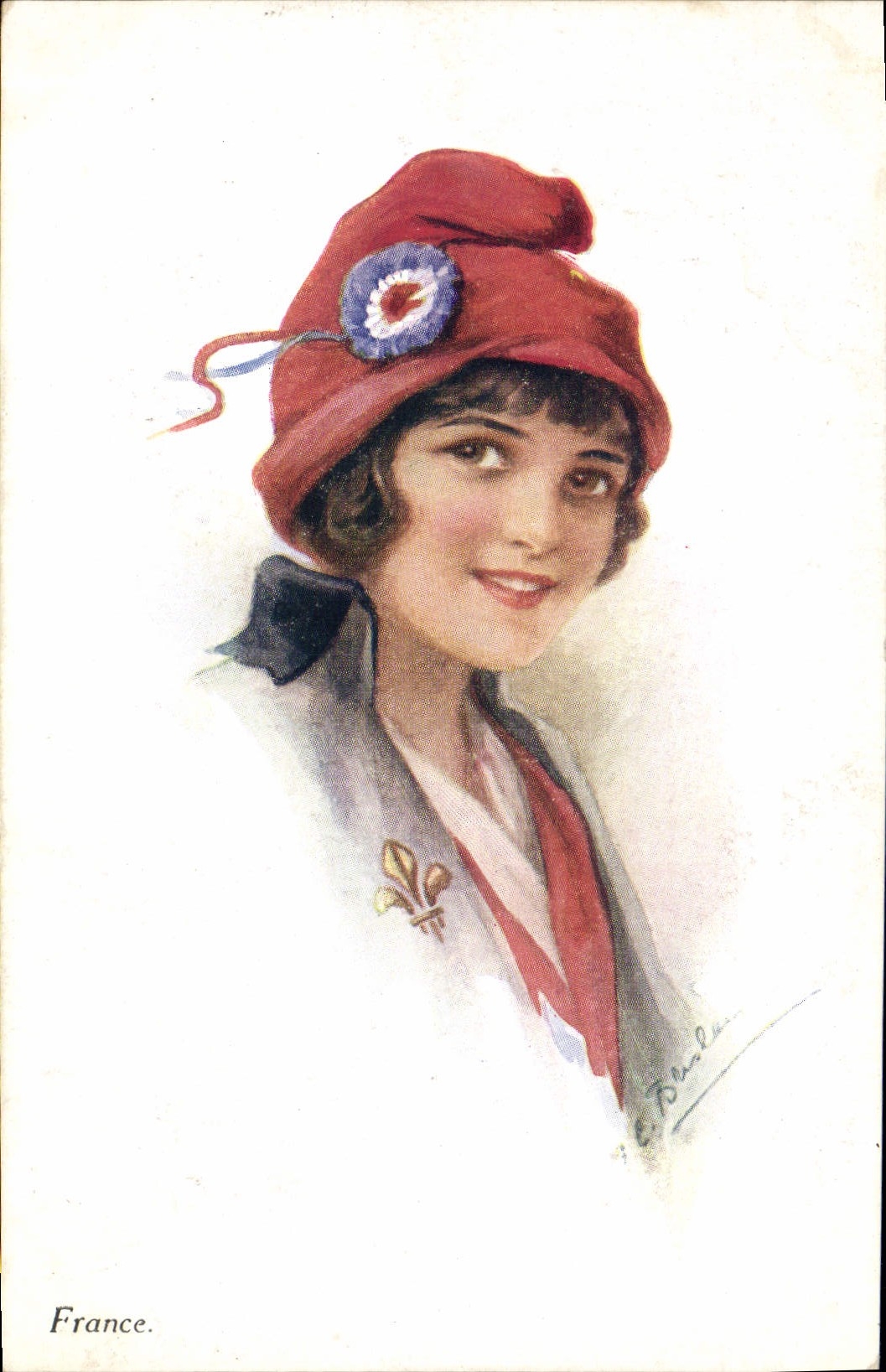 Mujer Marianne Francia del ilustrador de la fantasía de la POSTAL de la VENDIMIA