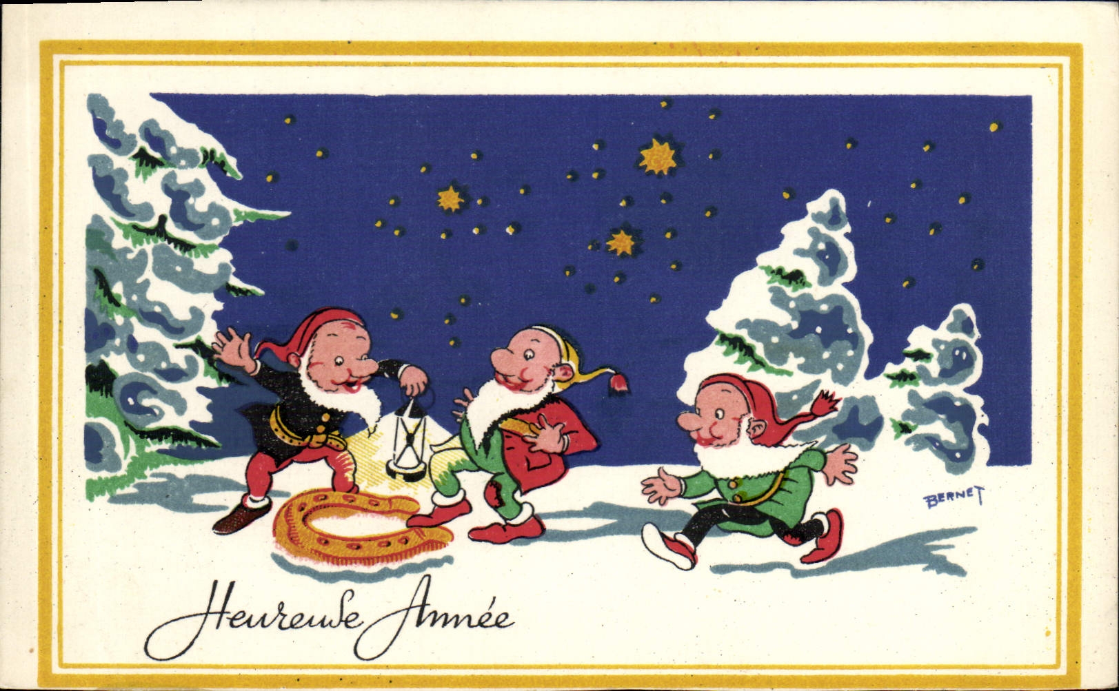 Enanos del ilustrador de la fantasía de la POSTAL de la VENDIMIA