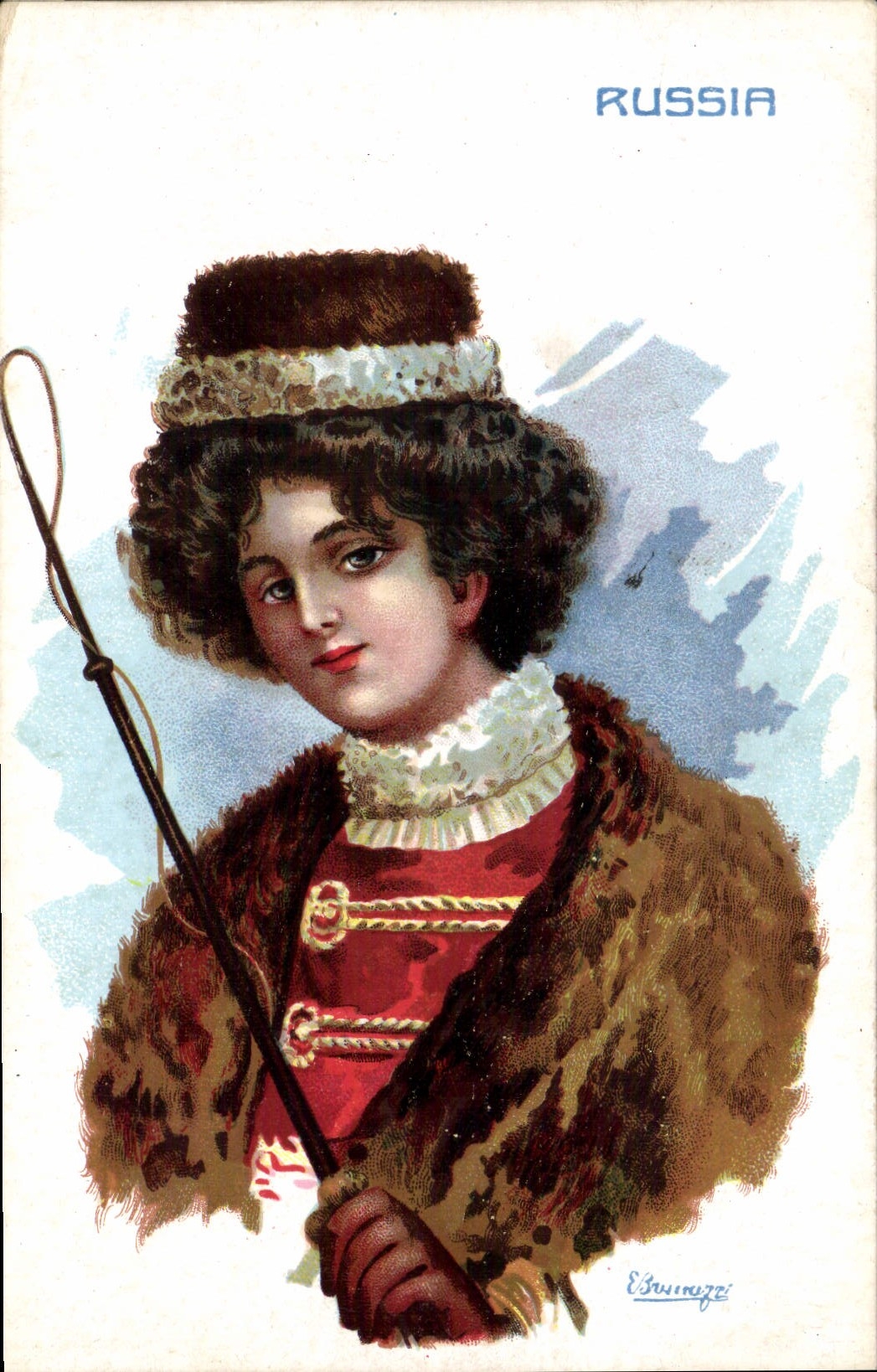 Mujer Rusia Rusia del ilustrador de la fantasía de la POSTAL de la VENDIMIA