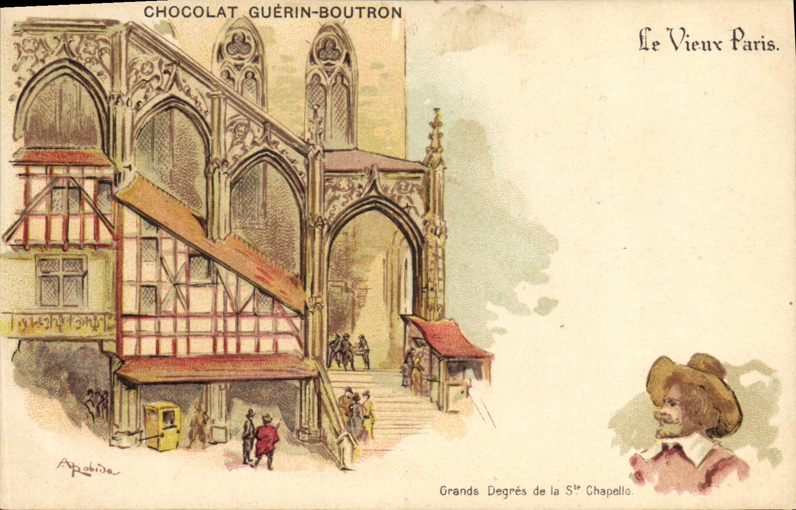VINTAGE POSTCARD Old Paris Chocolate Guerin Boutron Street of Morocco Paris Great degrees of the co. Vault