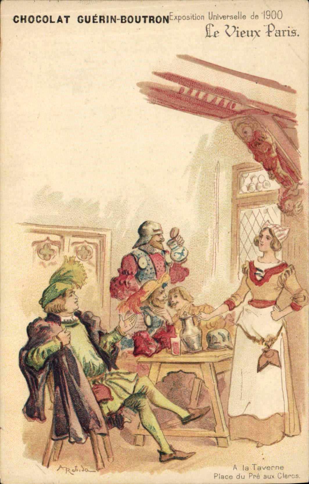 VINTAGE POSTCARD Vieux Paris World Fair of 1900 With the tavern Places of At the Clerks