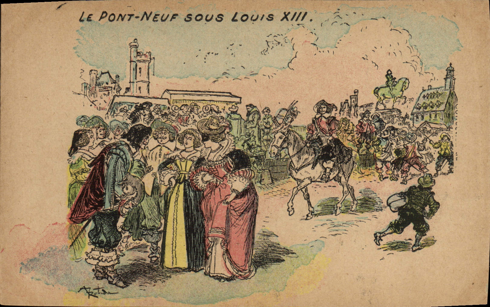 CPA Vieux Paris Le pont neuf sous Louis XIII