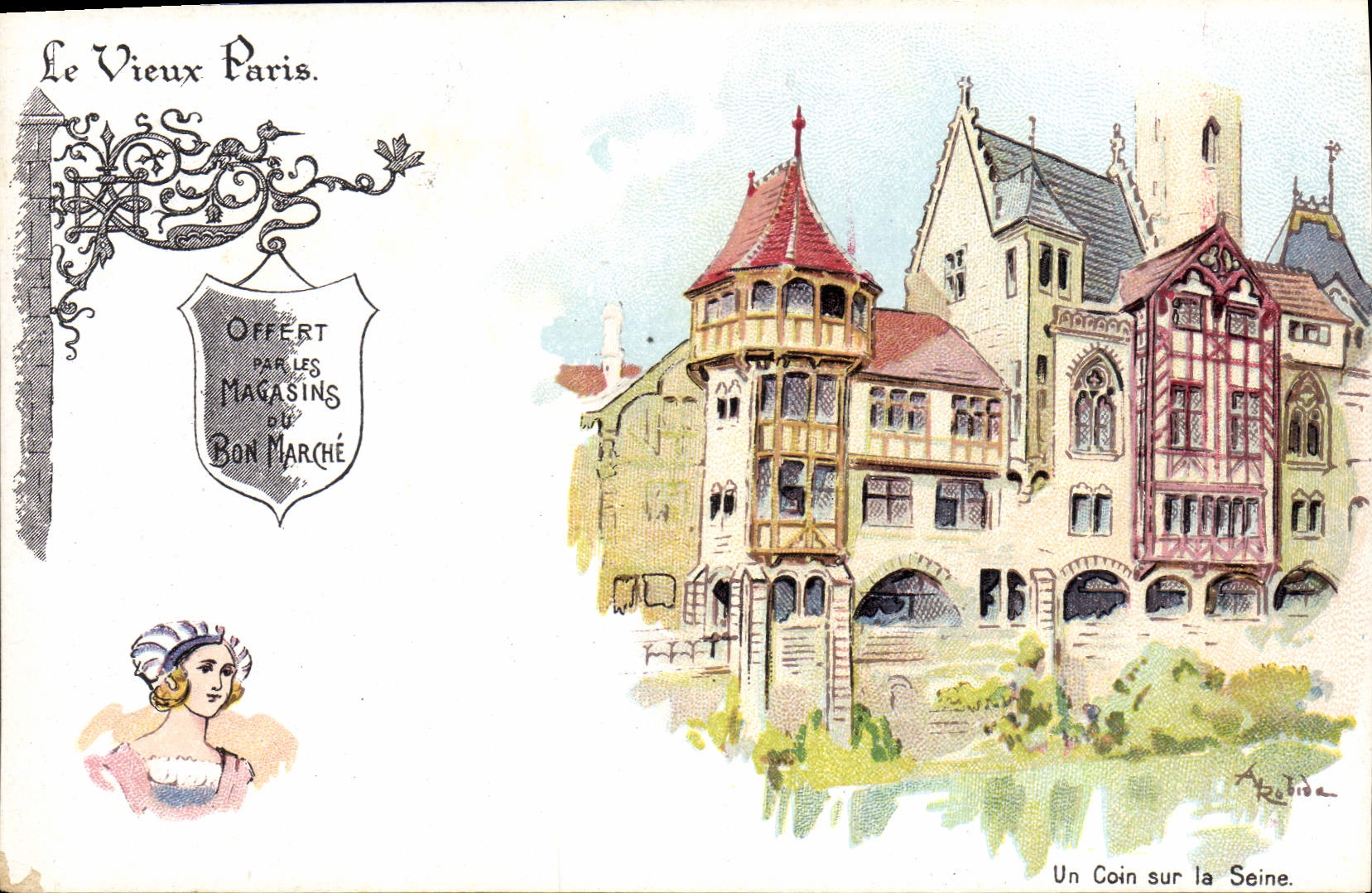 CPA Vieux Paris Au Bon Marche Maison Boucicaut Un coin sur la Seine 