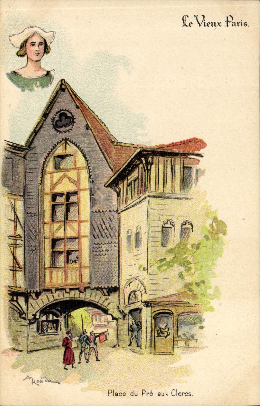 VINTAGE POSTCARD Vieux Paris Places the Pre one at the Clerks