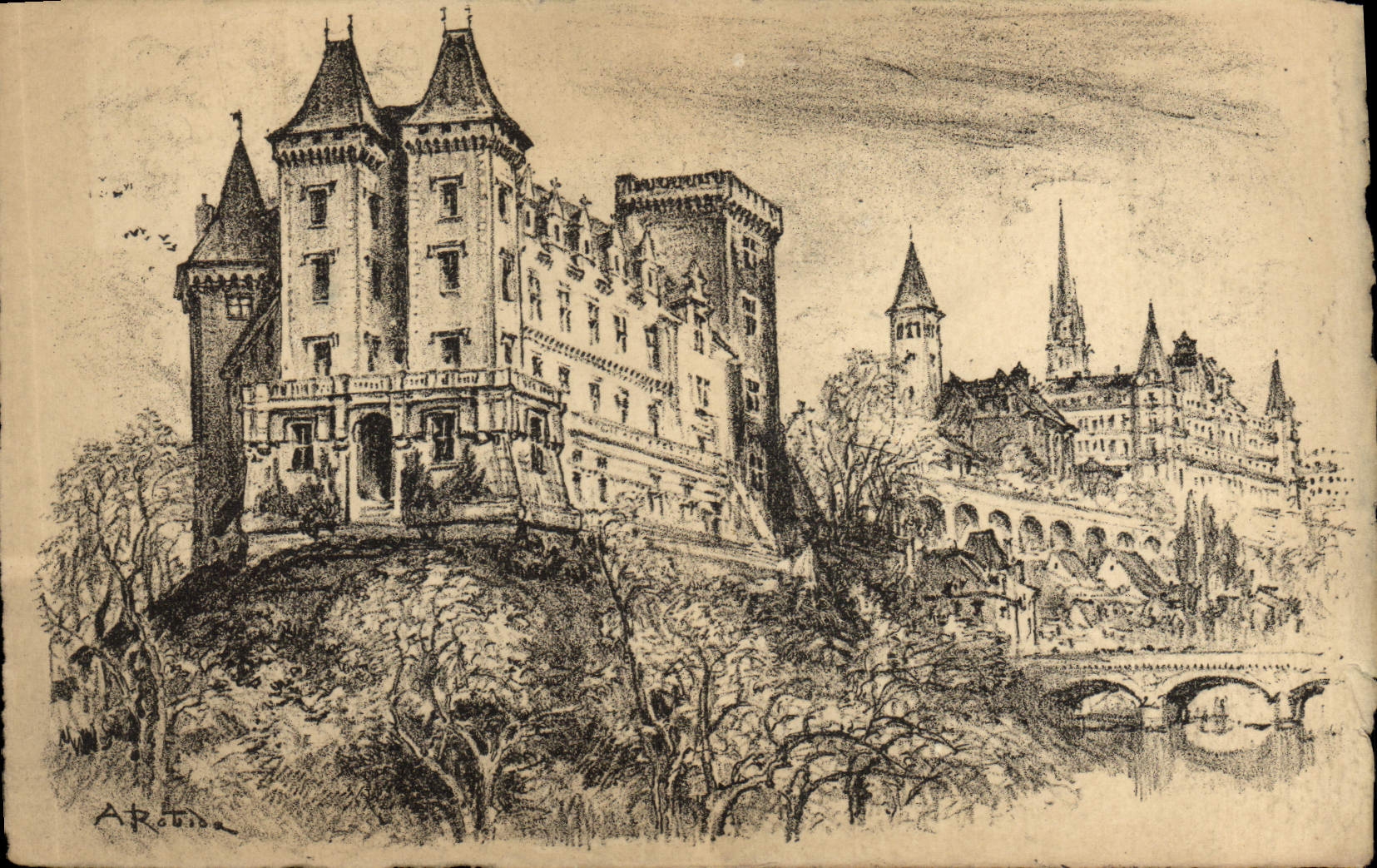 Castillo de la POSTAL de la VENDIMIA de Pau