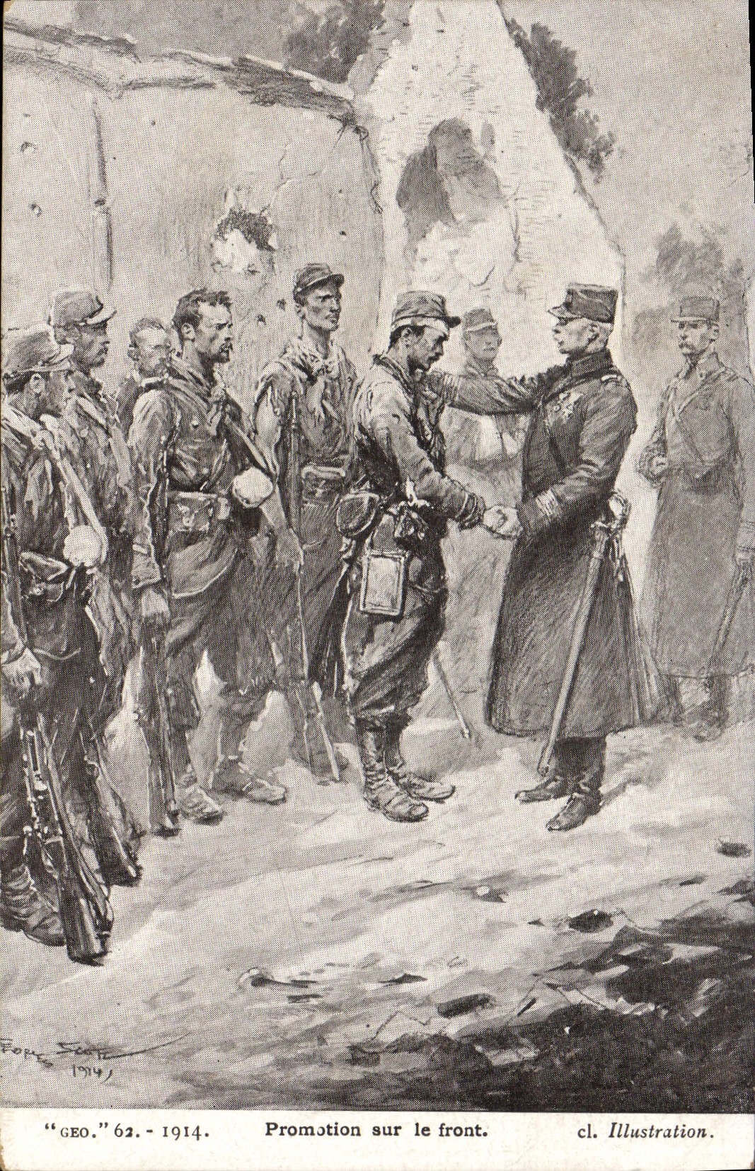 CPA Militaria Promotion sur le fron Illustration 