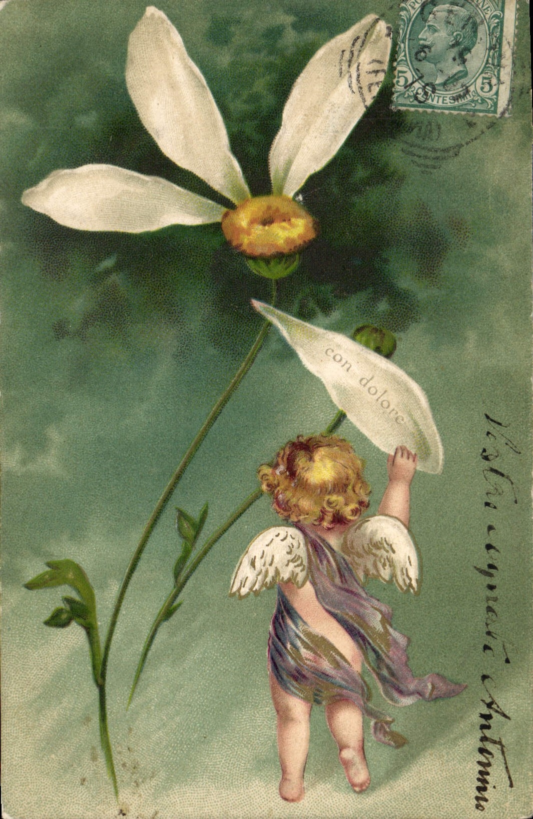 CPA Ange Fleur Con dolore 