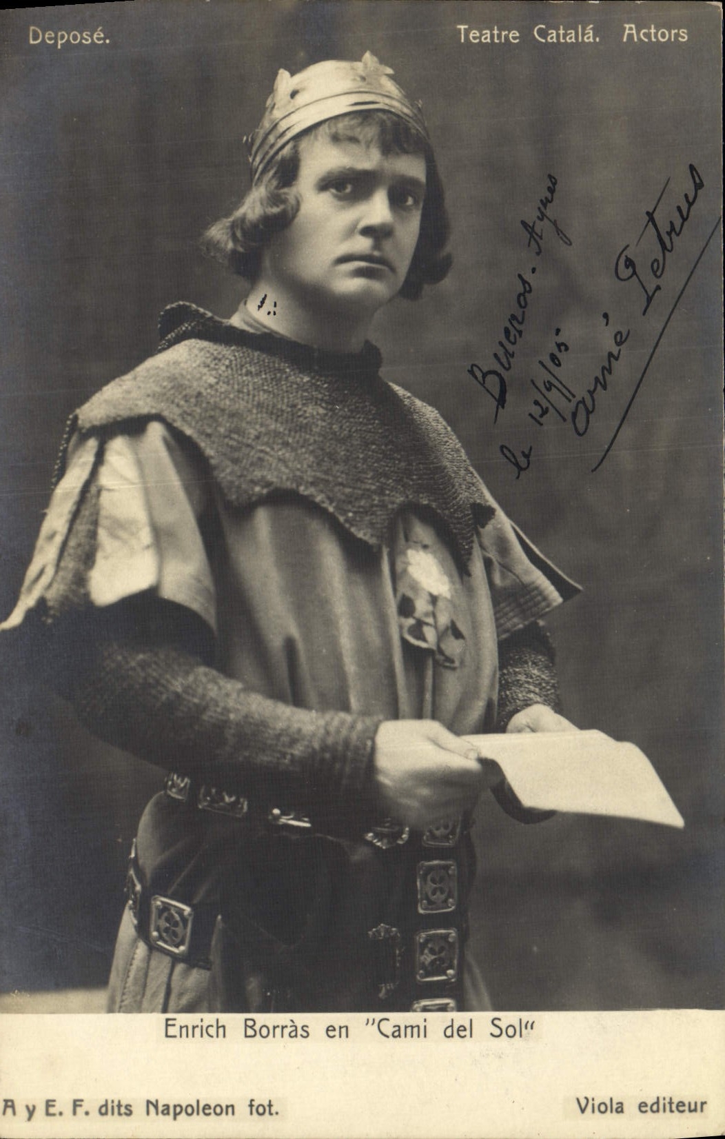 VINTAGE POSTCARD Enrich Borras in Cami LED Ground Teatre Catala