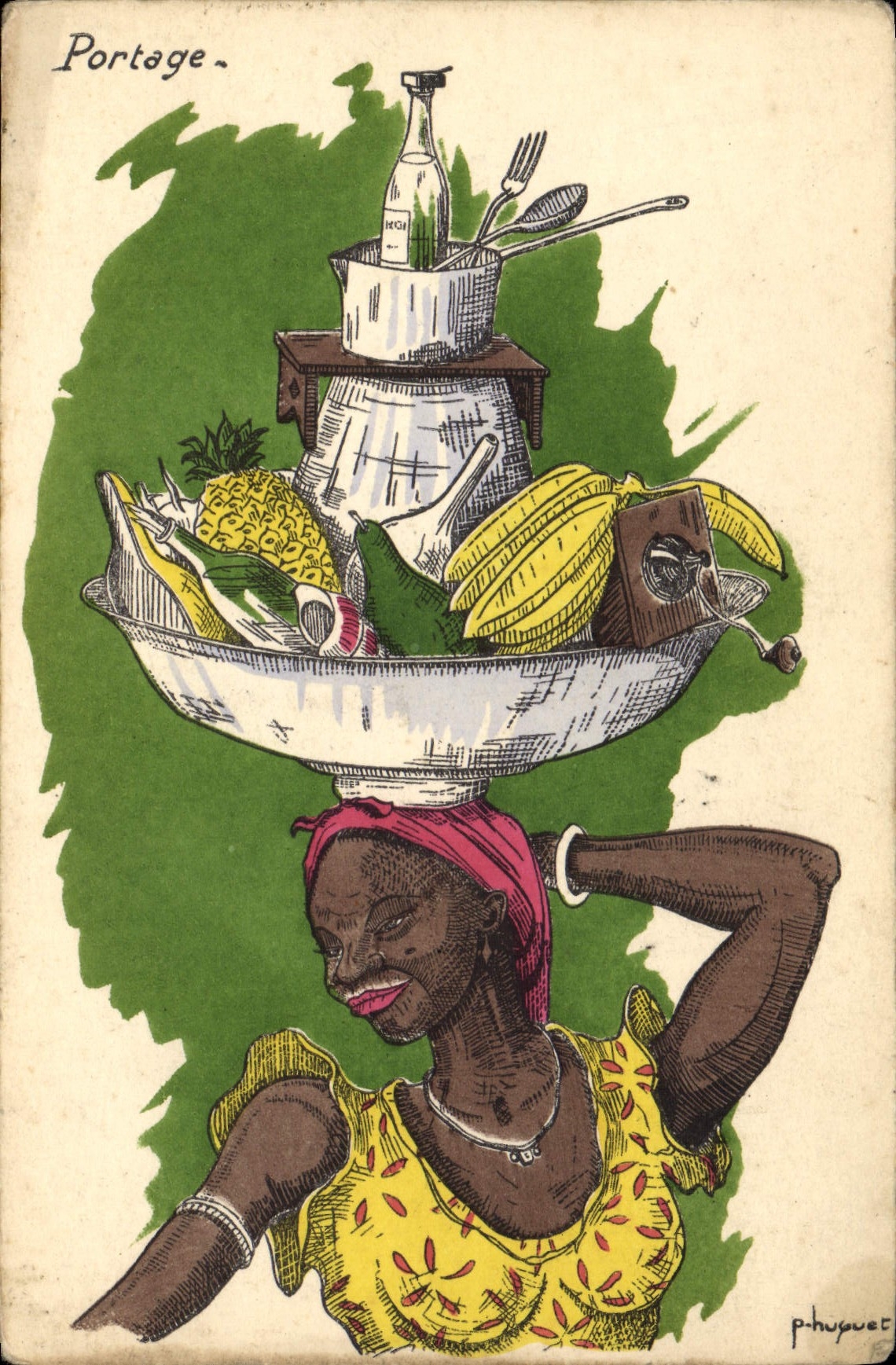 VINTAGE POSTCARD Negro black Woman Bearing