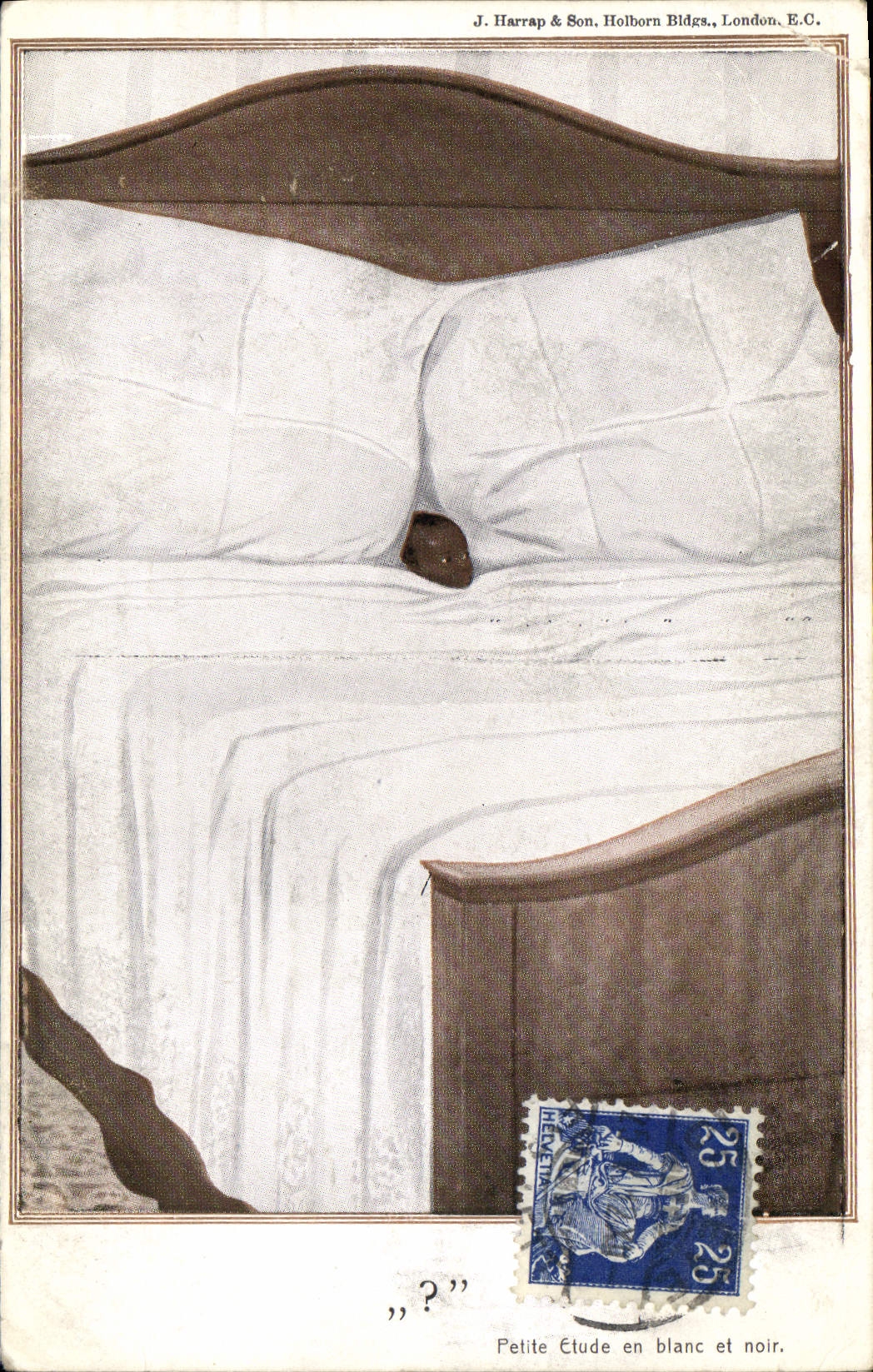 VINTAGE POSTCARD Negro black Child Small study in white and black