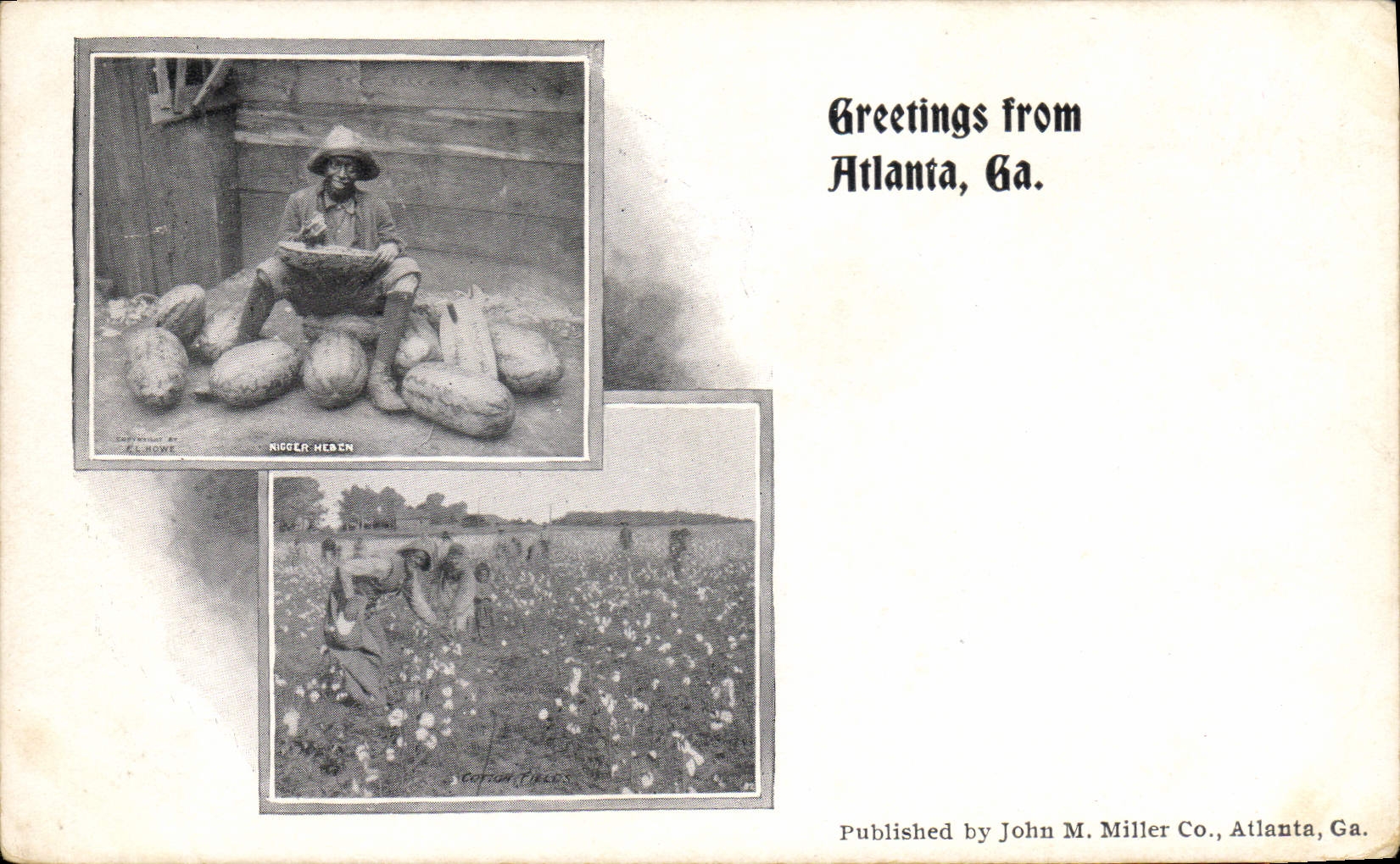 VINTAGE POSTCARD Negro black Man Greetings from Atlanta Ga