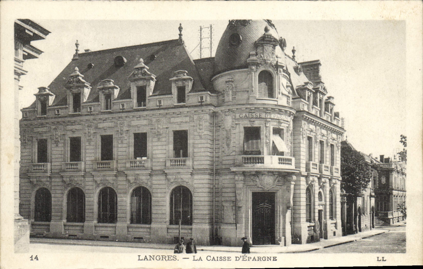 Banco de Langres de la POSTAL de la VENDIMIA el banco de ahorros
