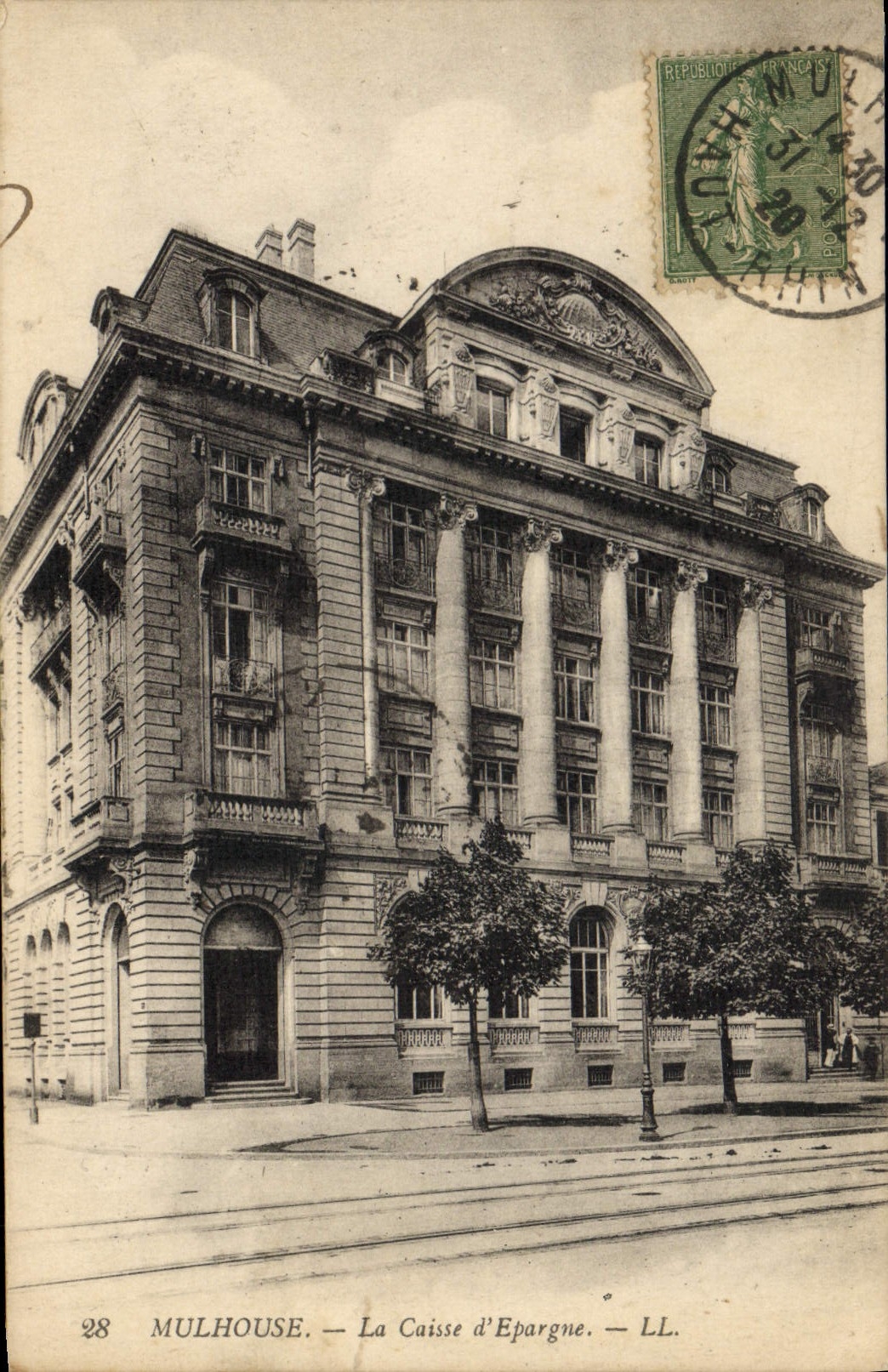 VINTAGE POSTCARD Mulhouse Bank the Savings bank